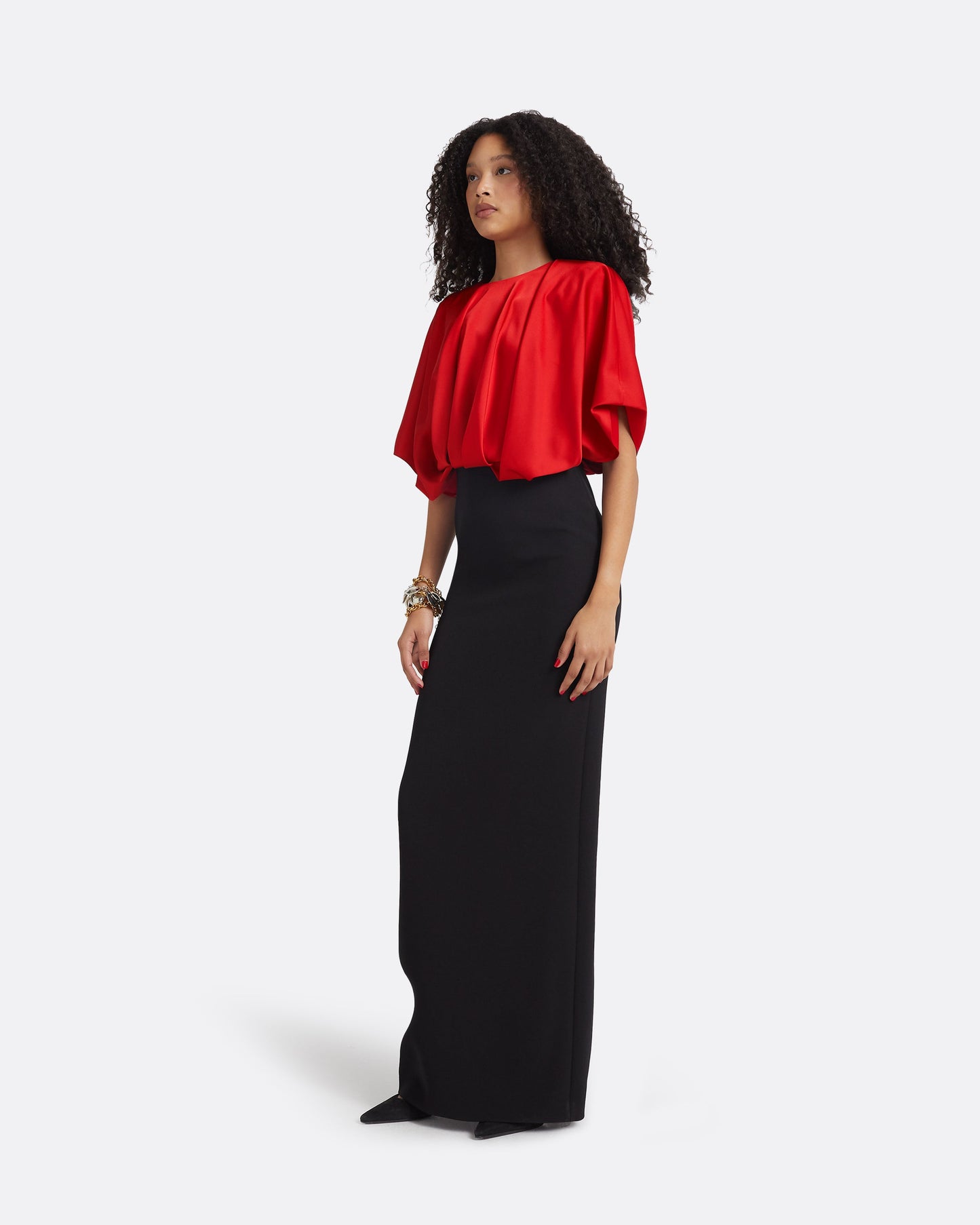 Lucinda Black & Cherry Red Long Dress