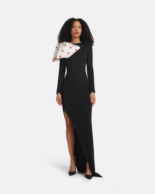 Ines Black & Egret/ Lacquer Red Long Dress