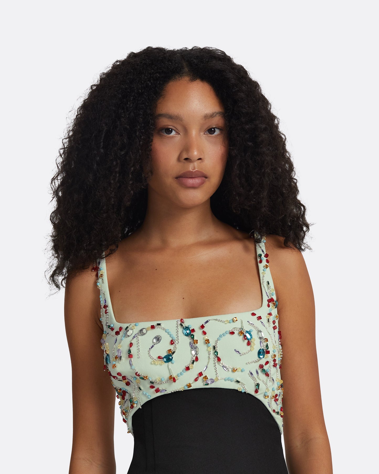 Ezda Black & Spearmint Long Dress