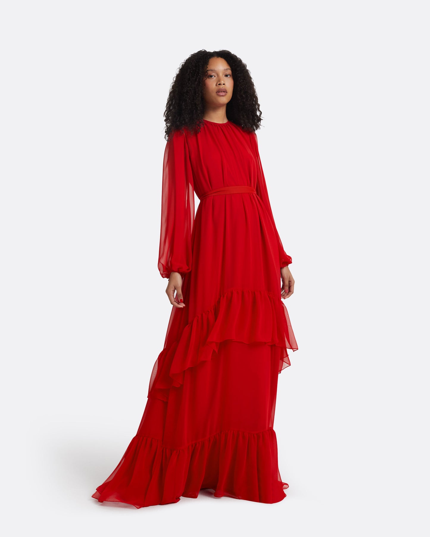 Affiyah Lacquer Red Long Dress