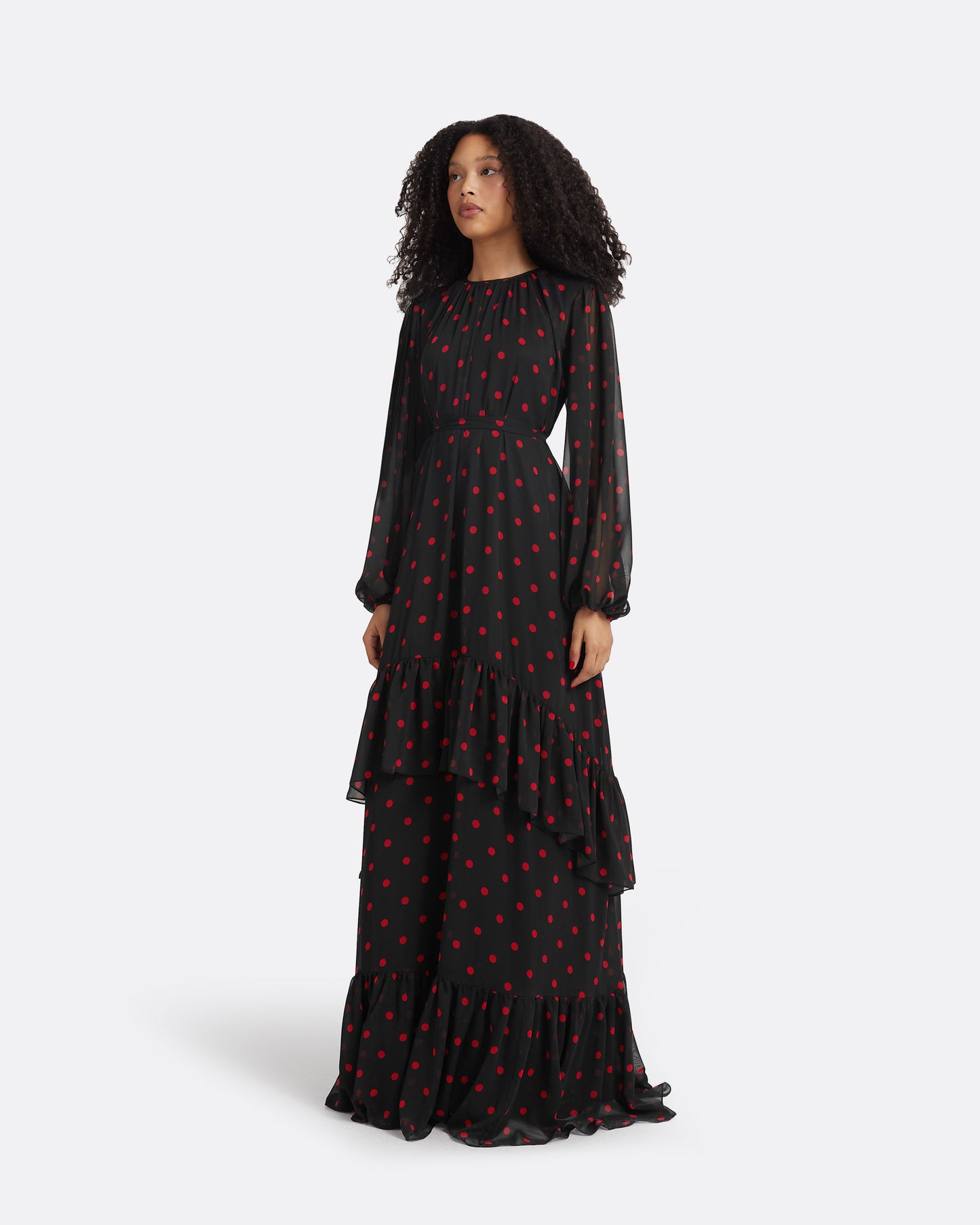 Affiyah Black & Lacquer Red Long Dress