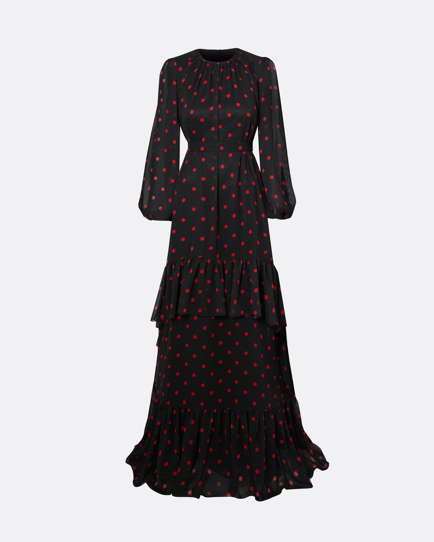 Affiyah Black & Lacquer Red Long Dress