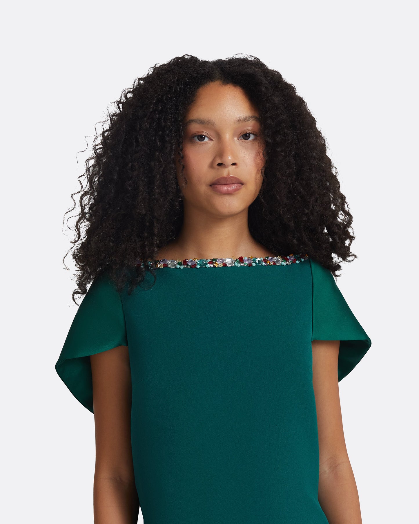 Sallie Alpine Green Embroidered Long Dress