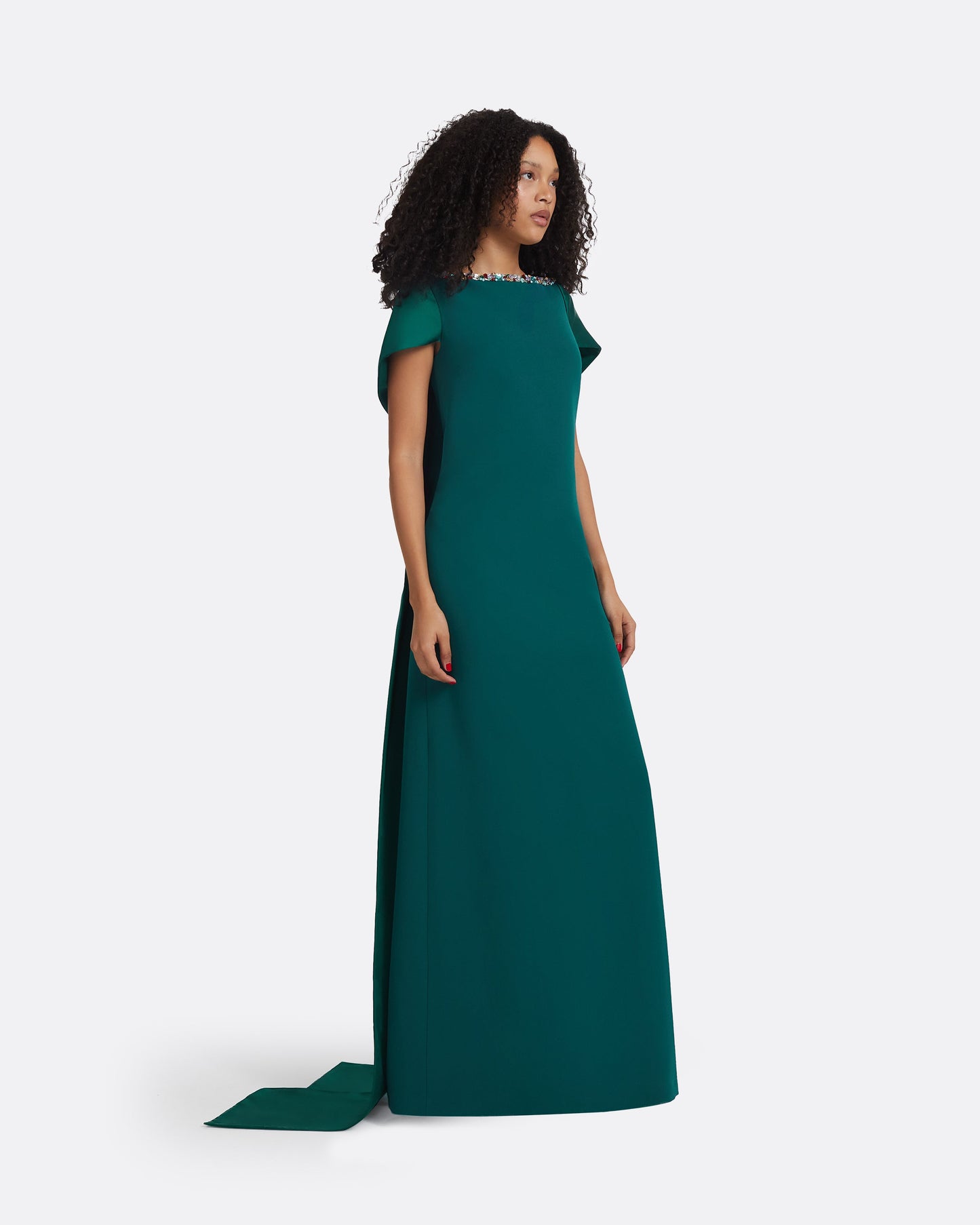 Sallie Alpine Green Embroidered Long Dress