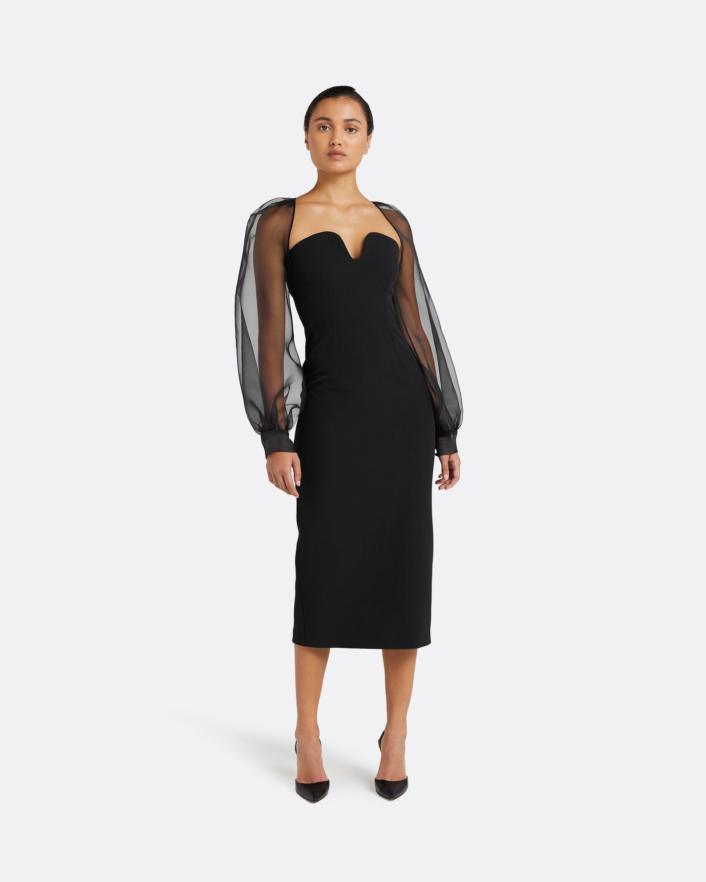 Catalina Black Midi Dress
