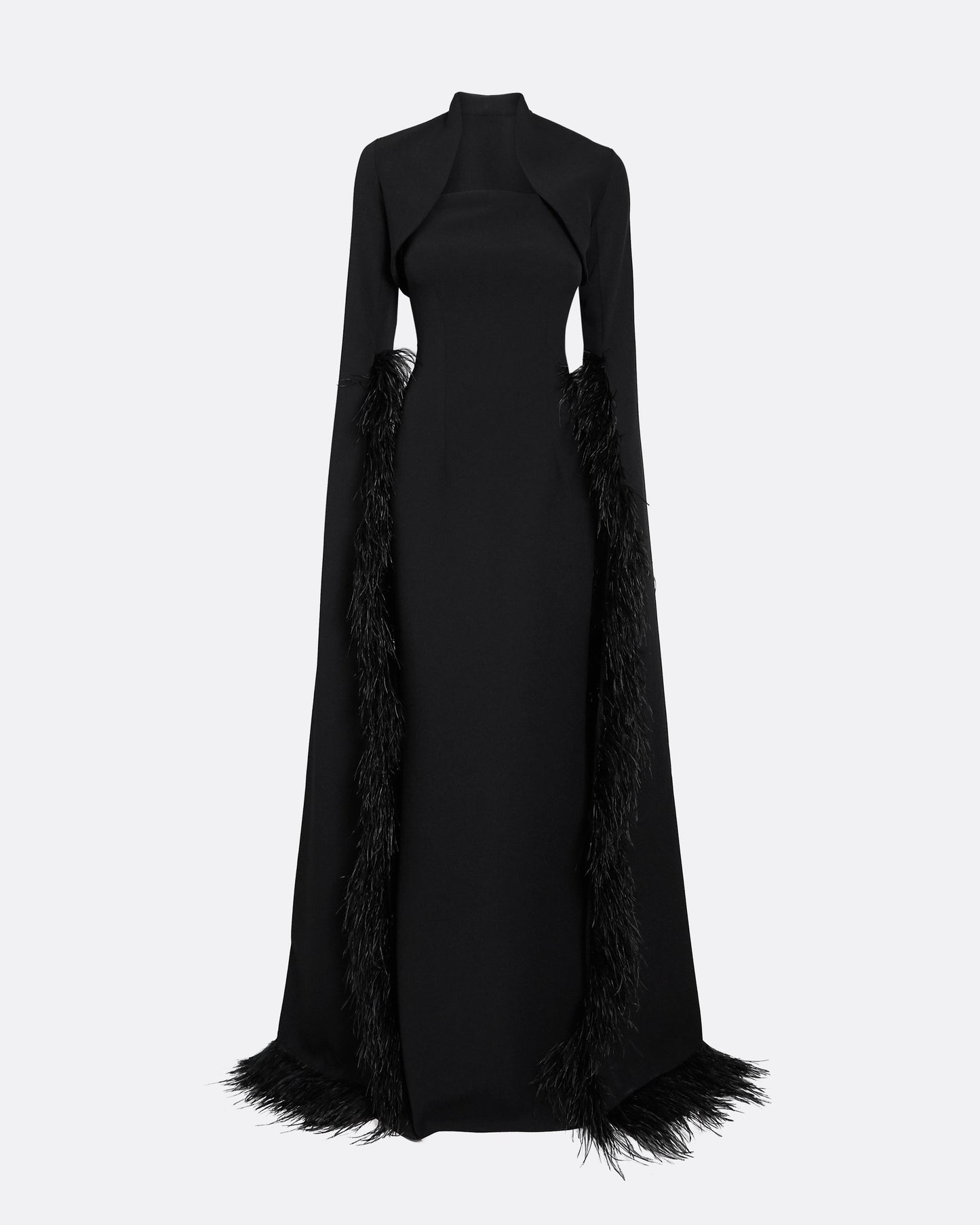 Amari Black Feather-Trimmed Bolero & Soshin Dress