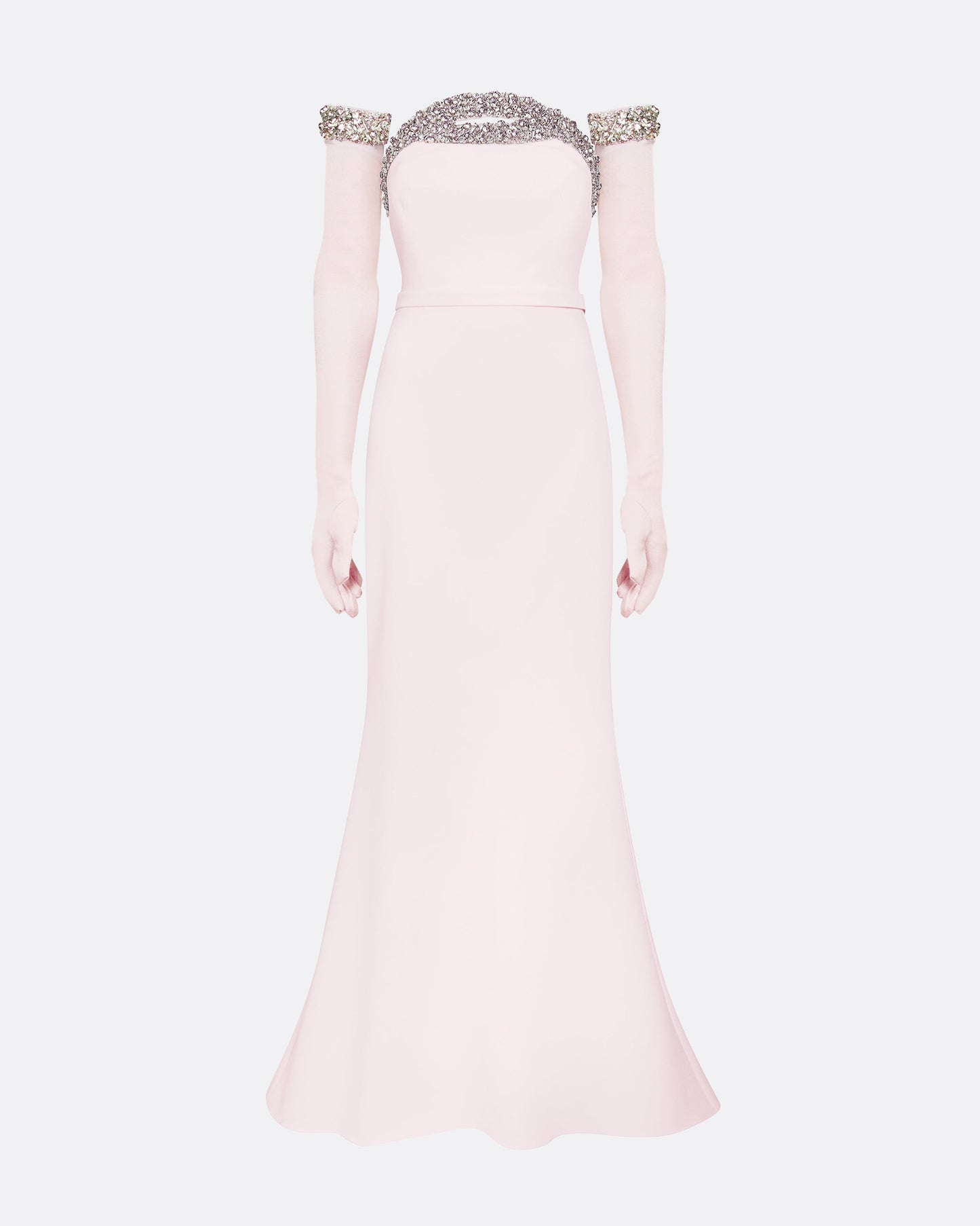 Donatella Barely Pink Long Dress With Antonia Gloves