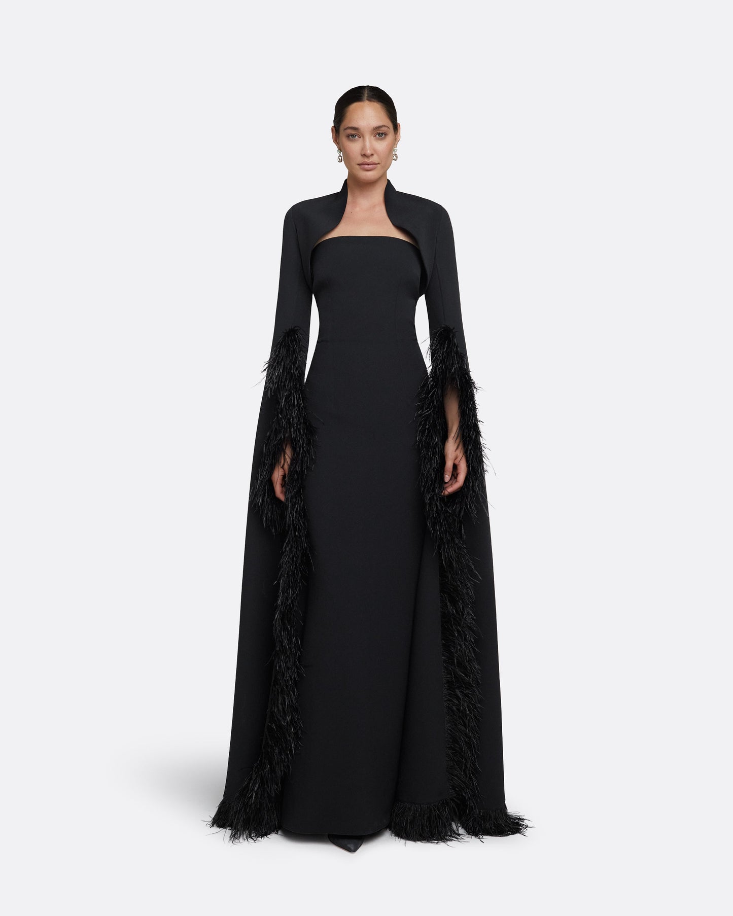 Amari Black Feather-Trimmed Bolero & Soshin Dress