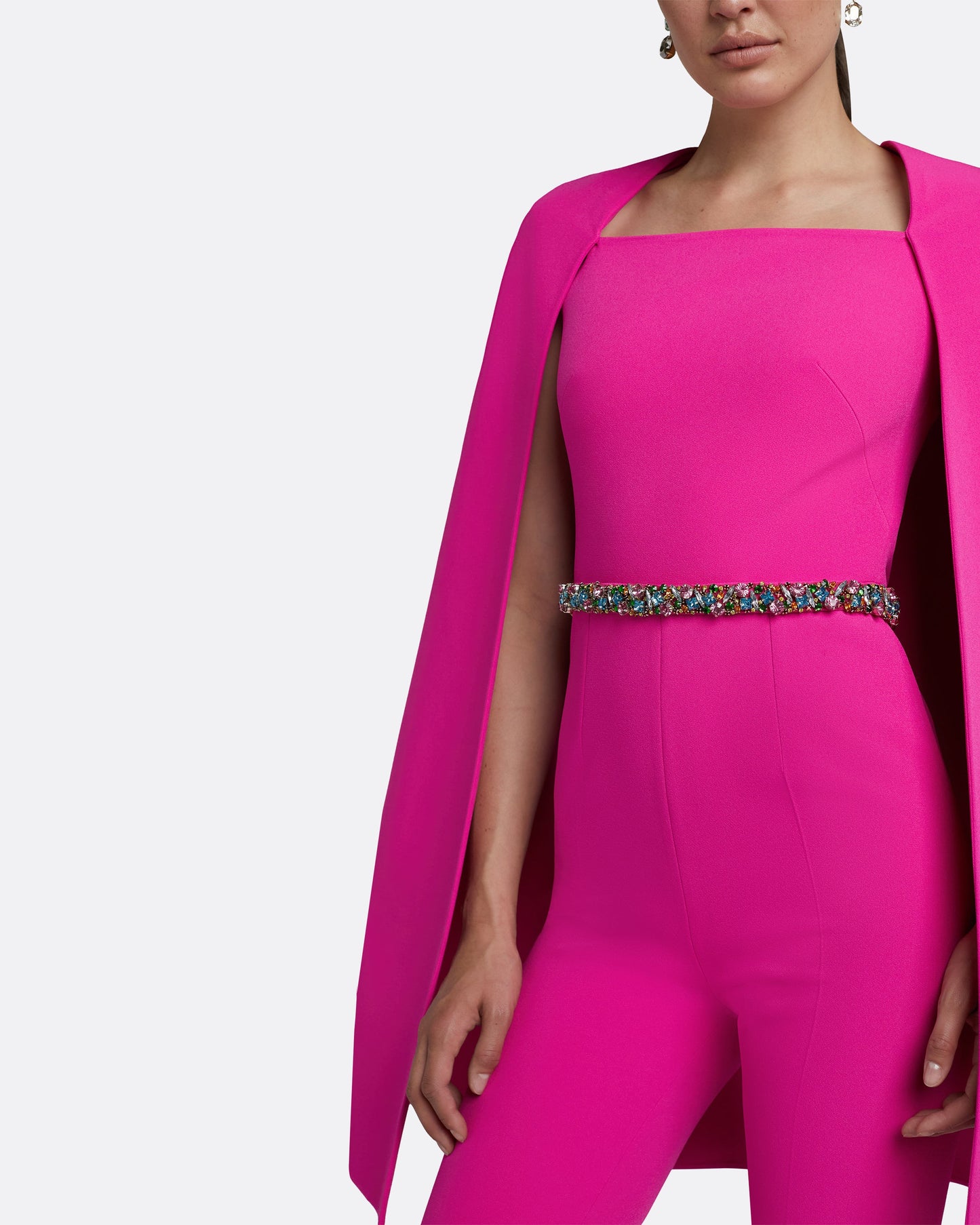 Cinzia Wild Strawberry Jumpsuit With Embroidered Belt