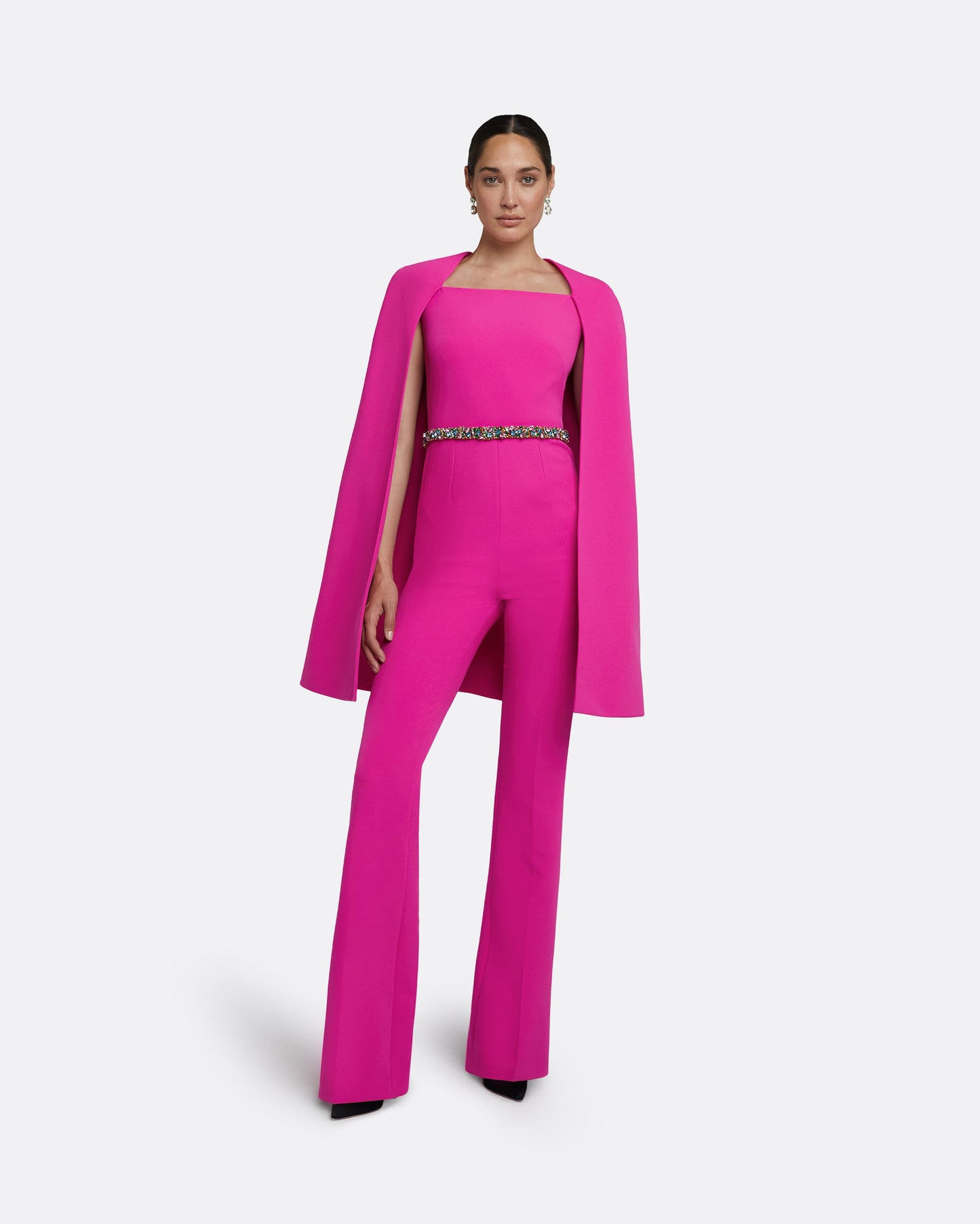 Cinzia Wild Strawberry Jumpsuit With Embroidered Belt
