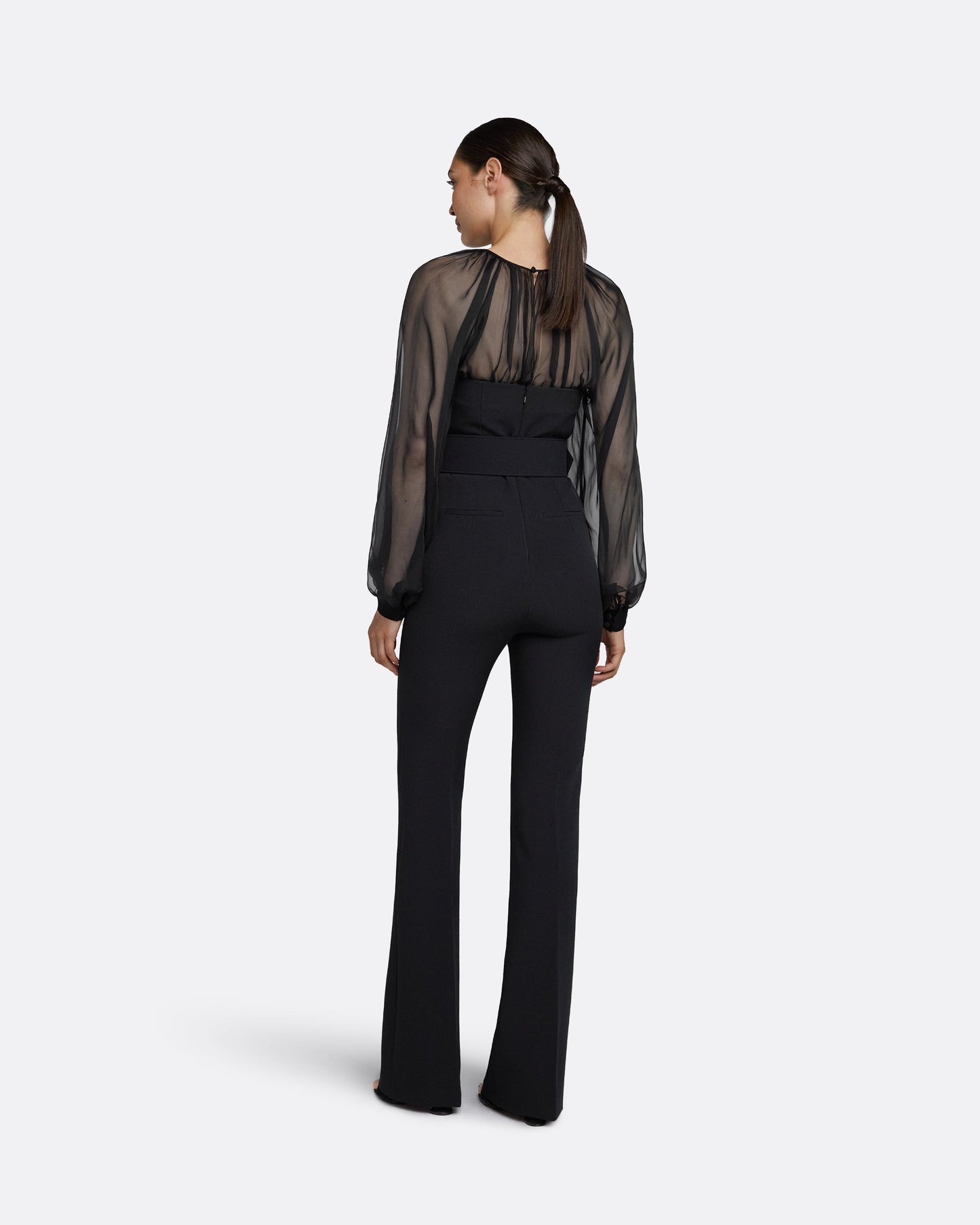 Aternia Black Jumpsuit With Embroidered Buckle Belt
