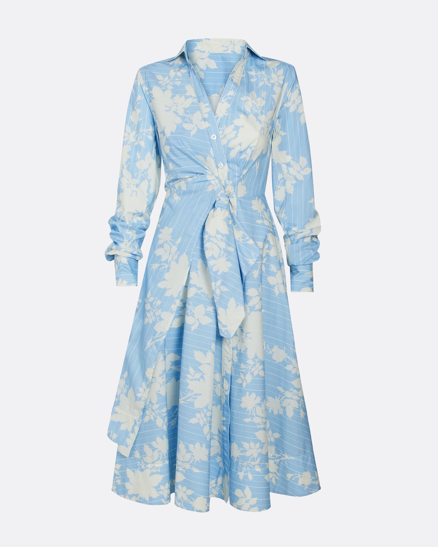 Asteria Pale Blue & White Midi Dress