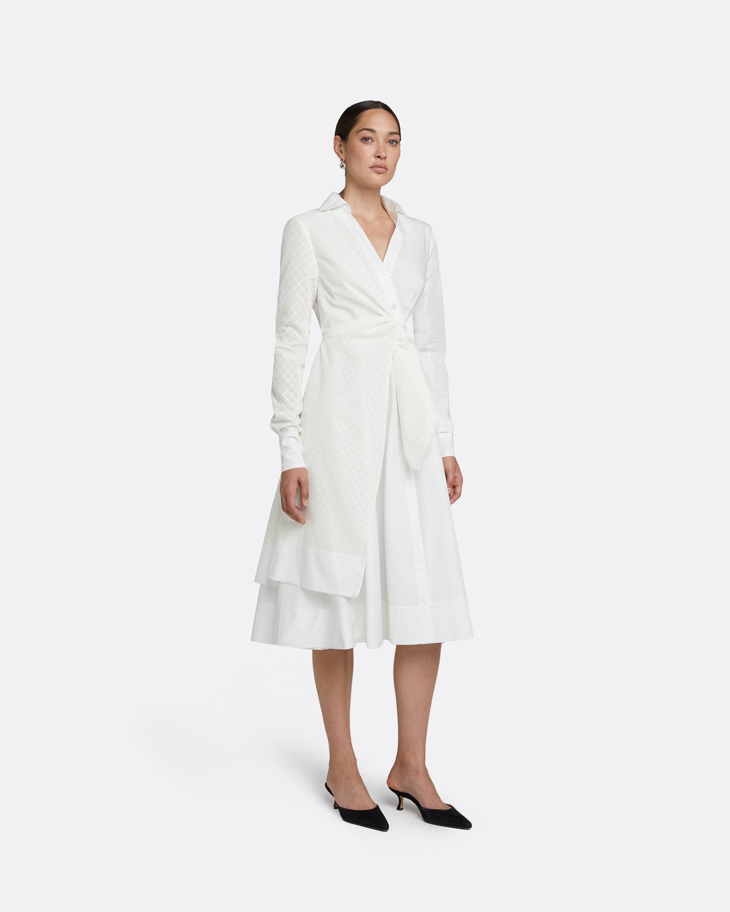 Asteria Ivory Cotton Midi Dress