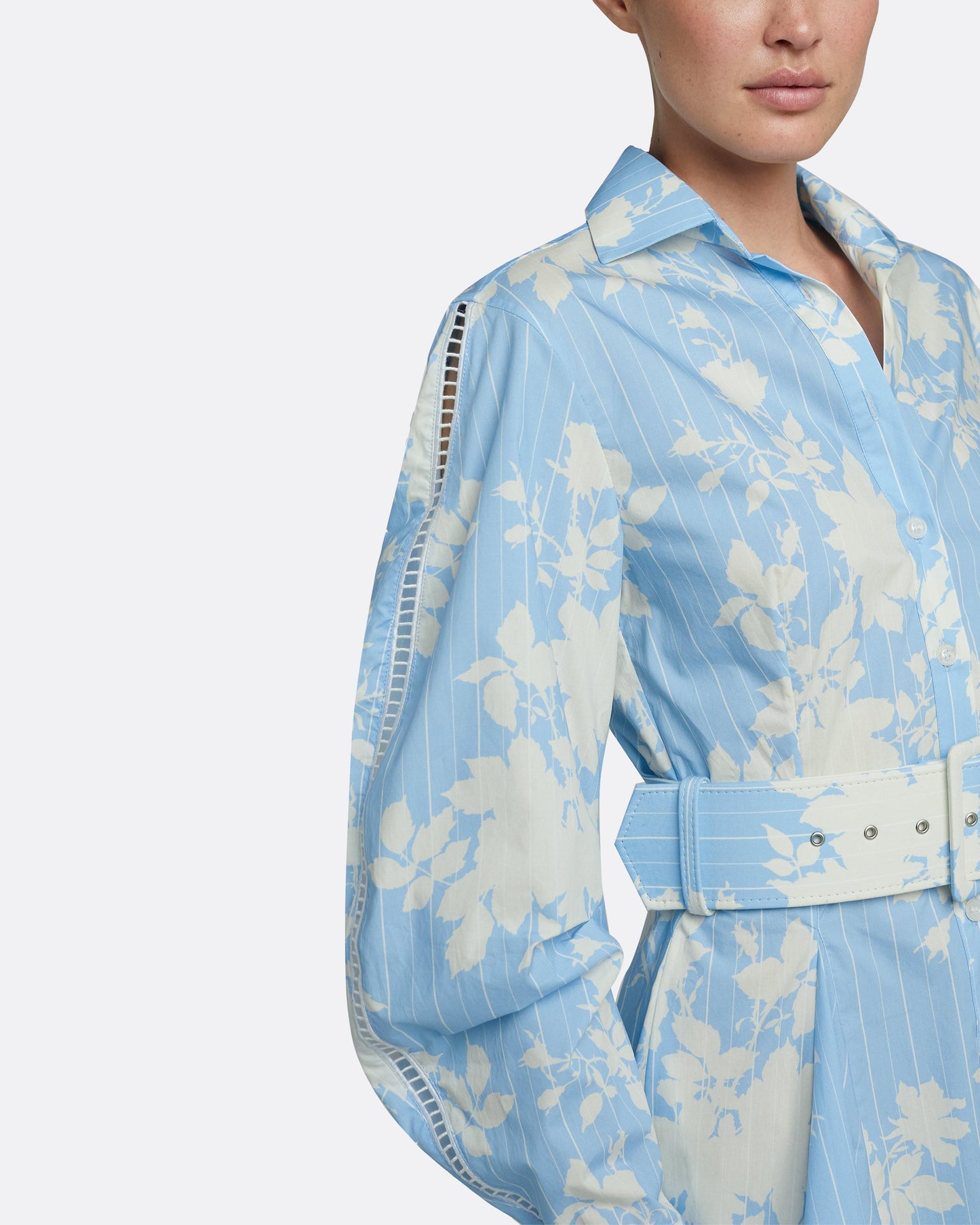 Oksana Pale Blue & White Short Dress