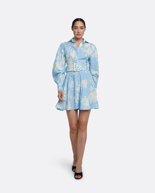 Oksana Pale Blue & White Short Dress