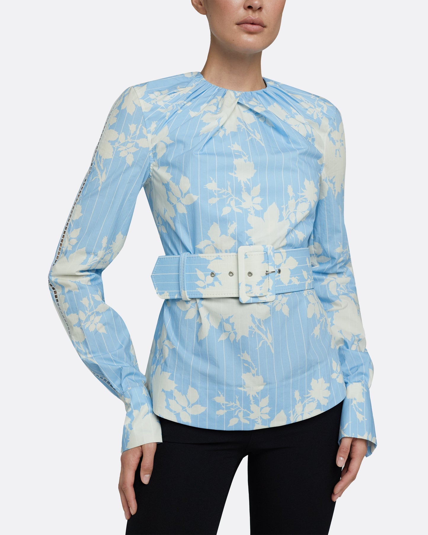 Madeline pale Blue & White Top