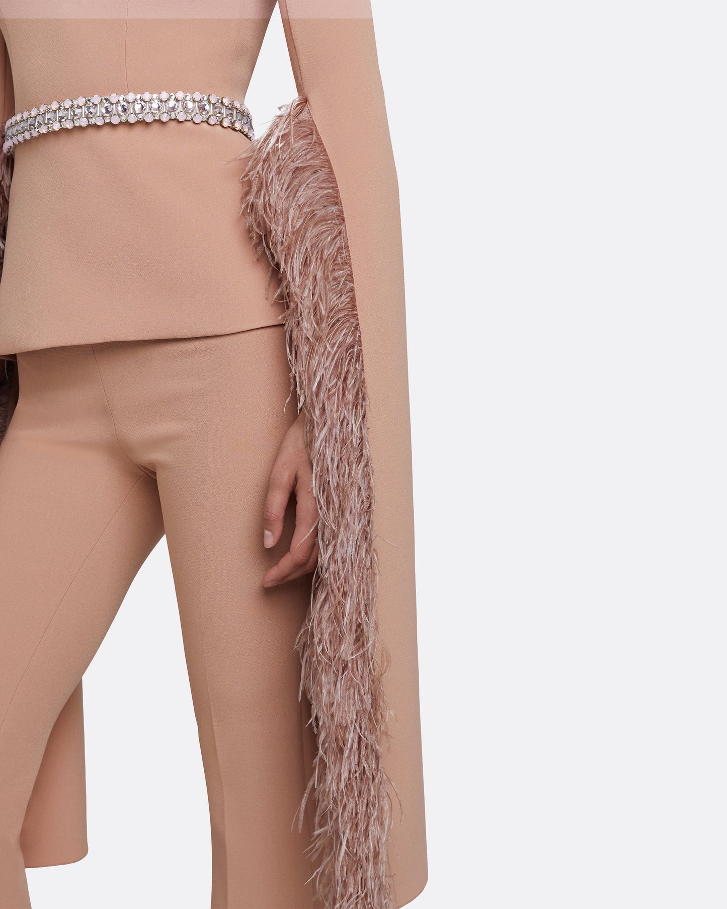 Tavia Dusty Pink Feather-Trimmed Top