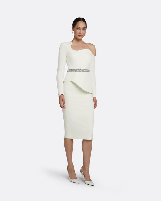 Aime Ivory Top With Embroidered Belt