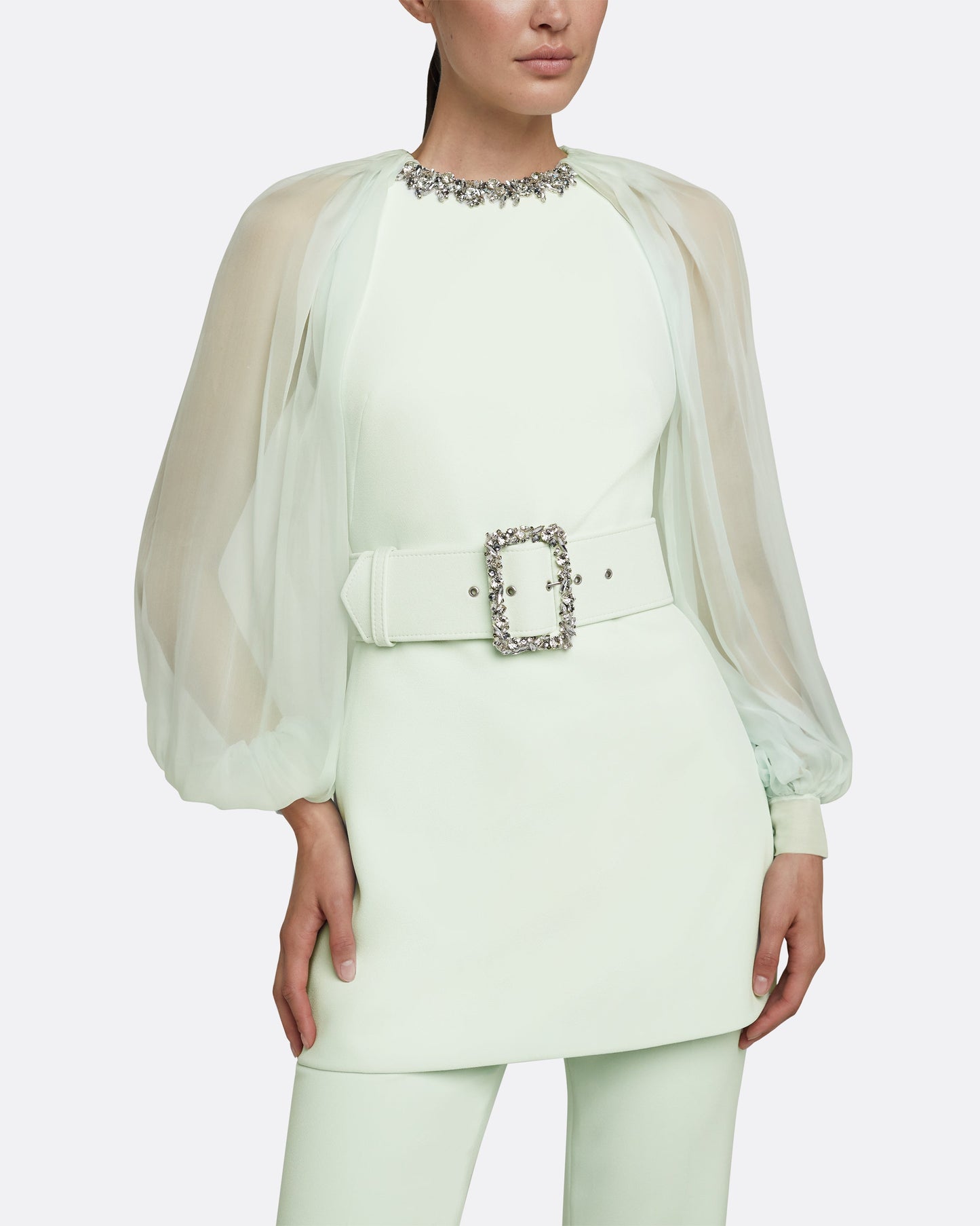 Caoimhe Spearmint Top With Embroidered Belt