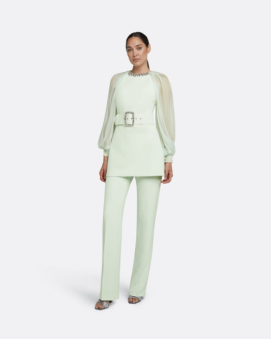 Caoimhe Spearmint Top With Embroidered Belt