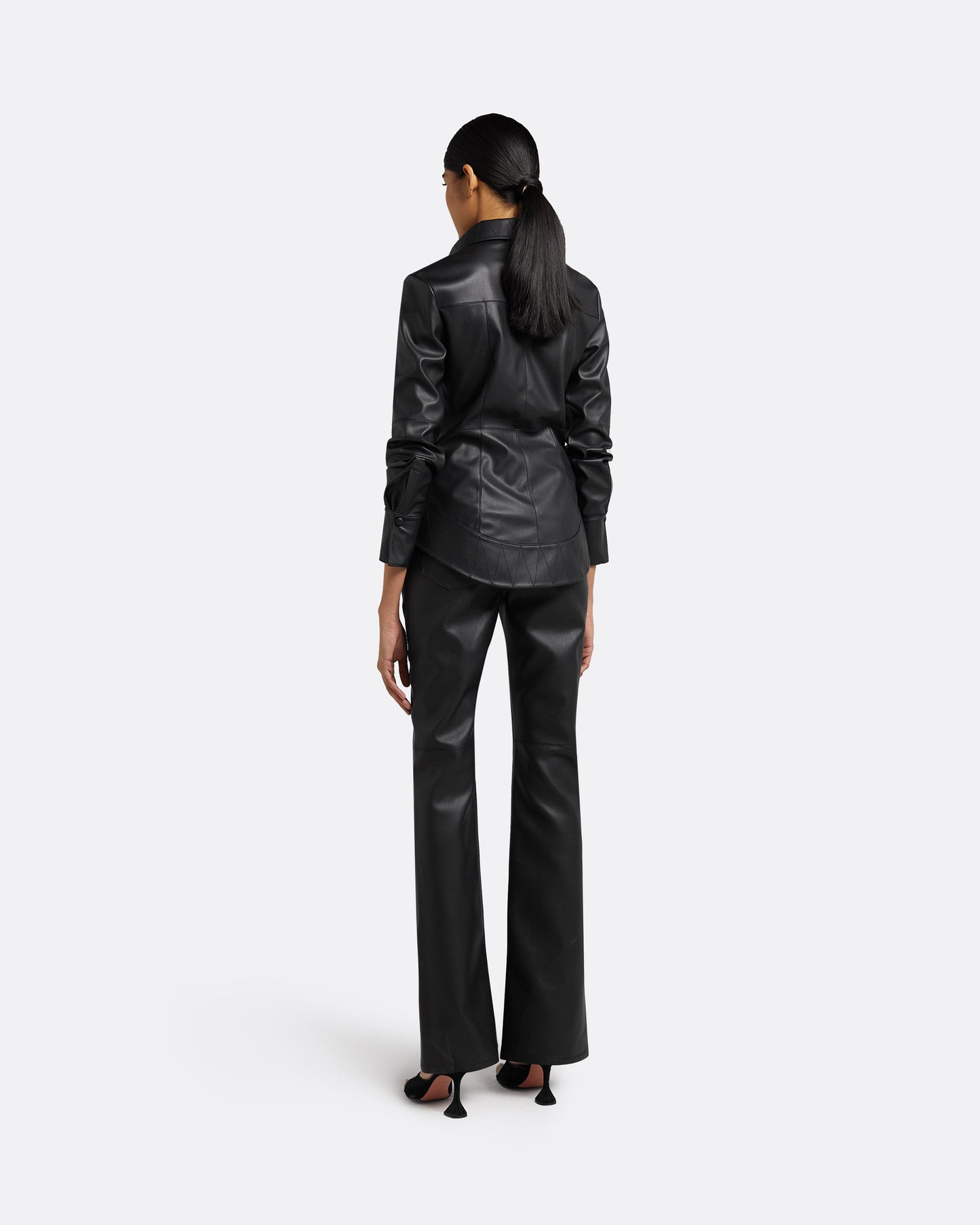 Flora Black Vegan Leather Trousers