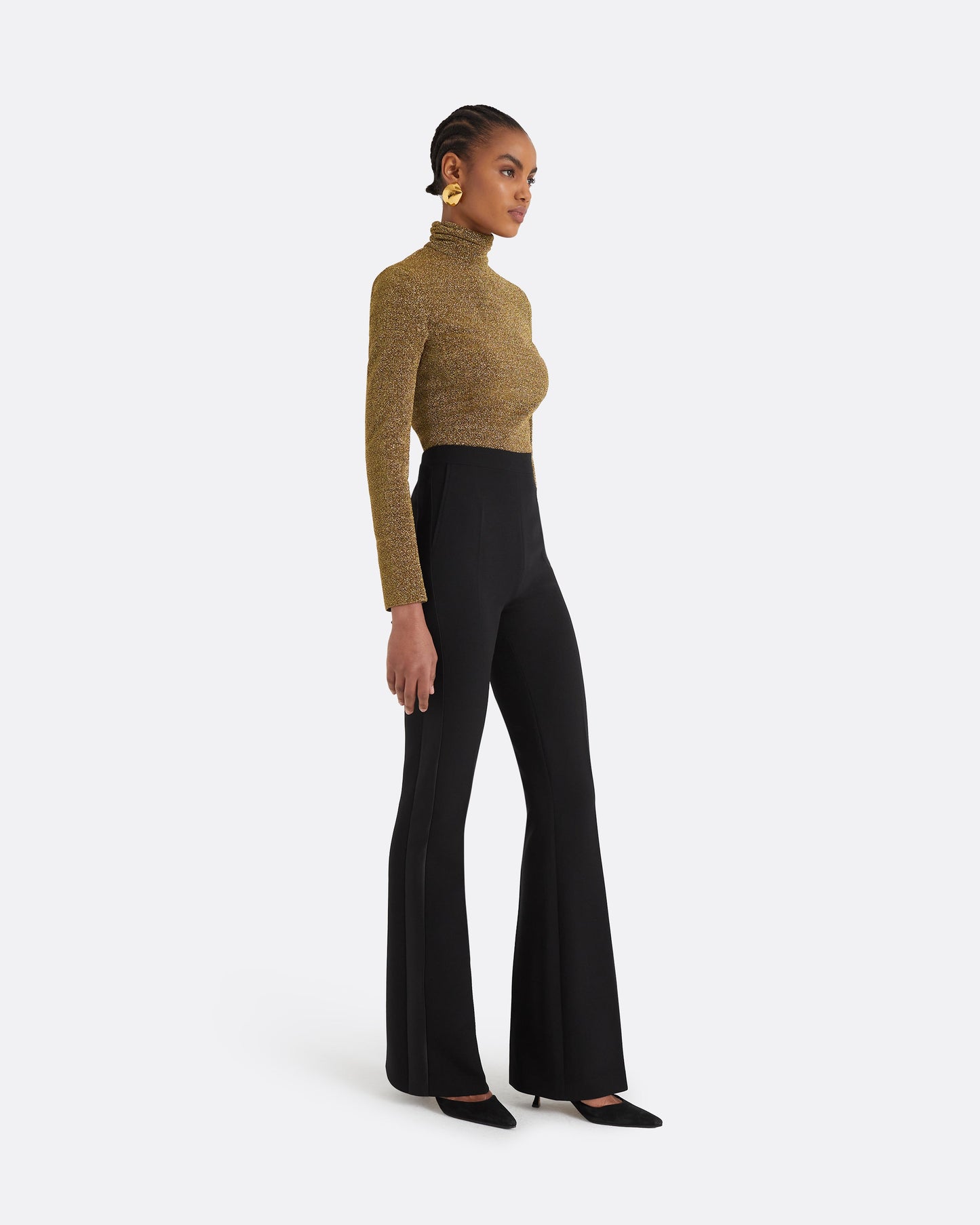 Alexa Black Heavy Crepe & Satin Trousers