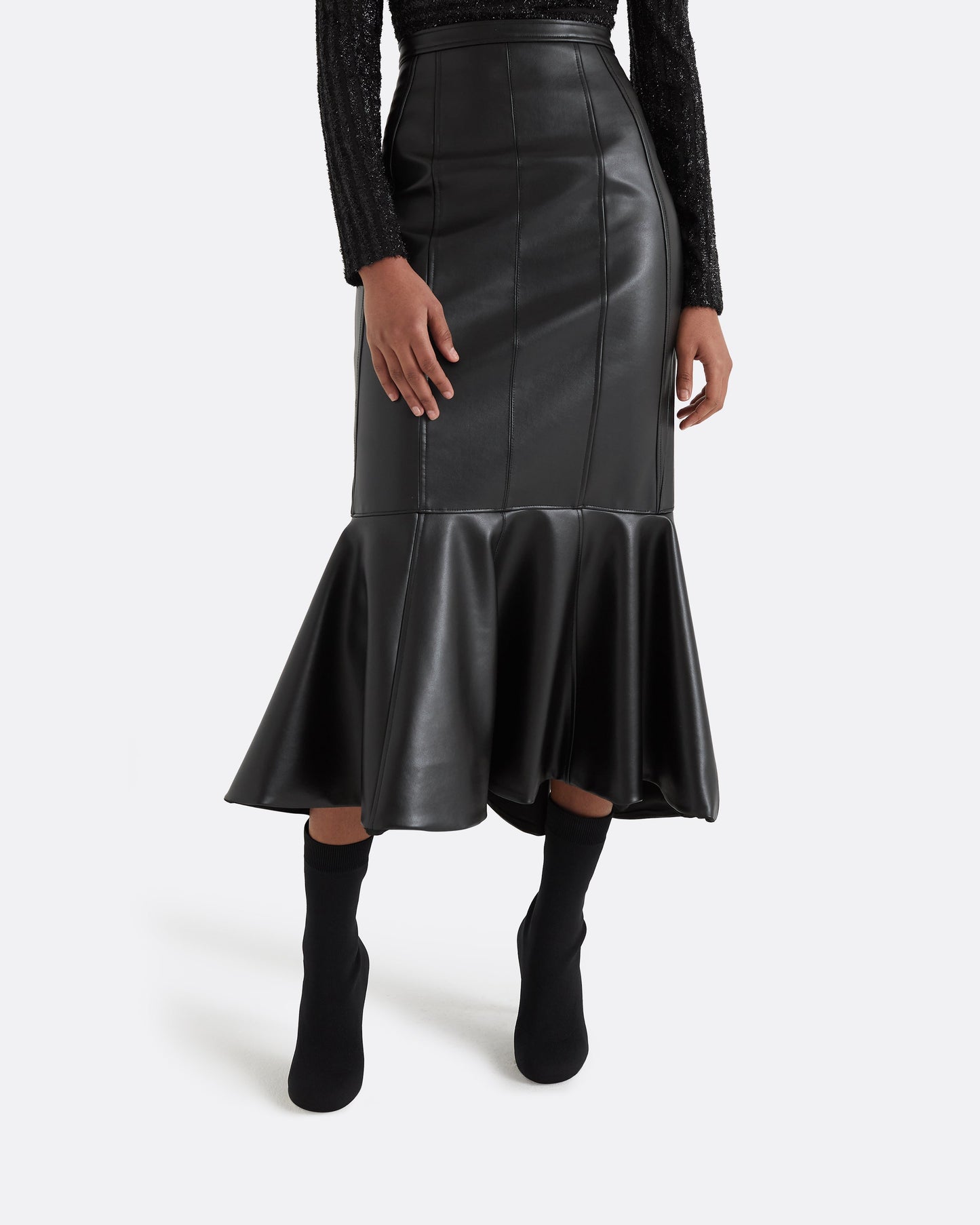 Henner Black Vegan Leather Skirt