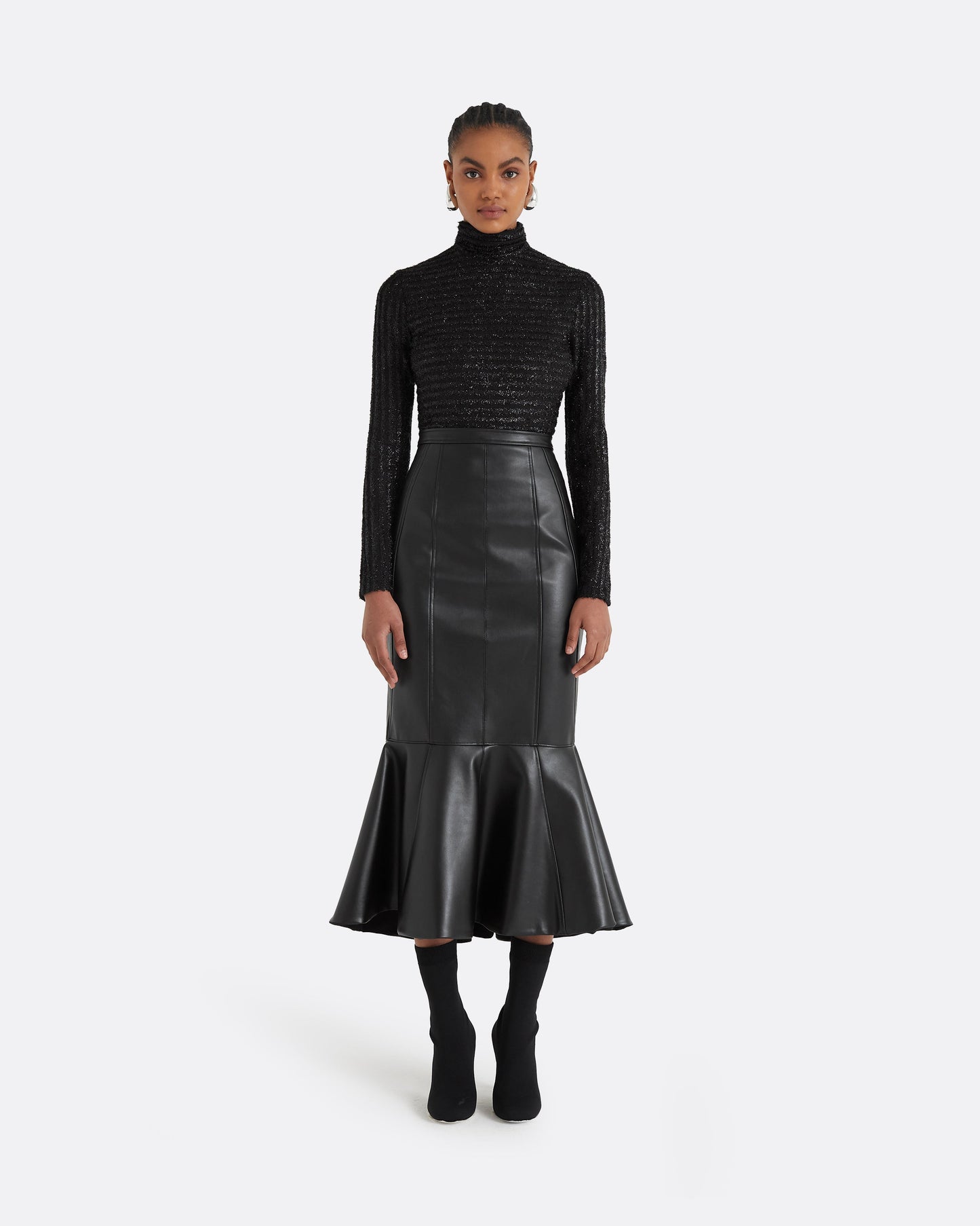 Henner Black Vegan Leather Skirt