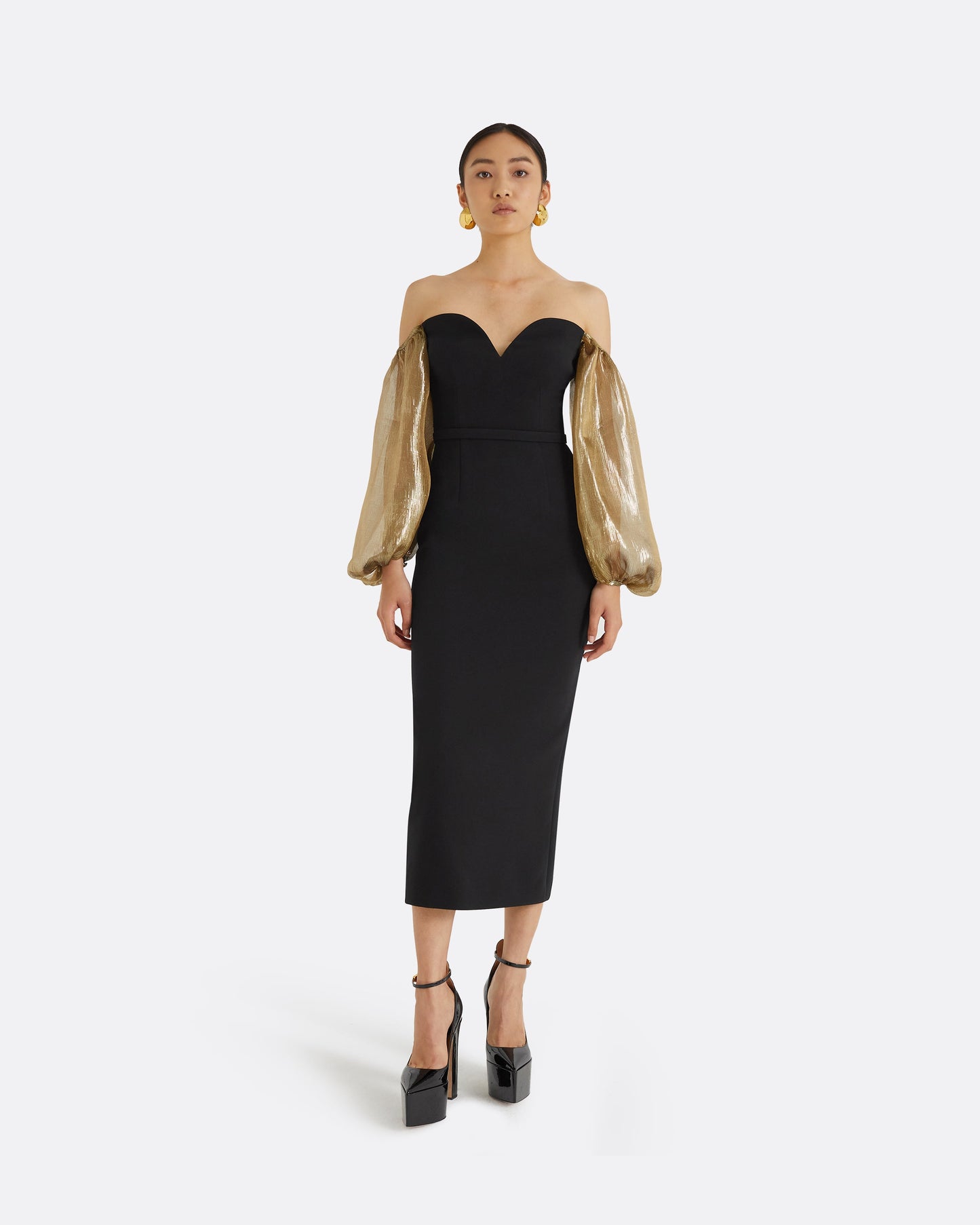 Aurelius Black & Gold Midi Dress