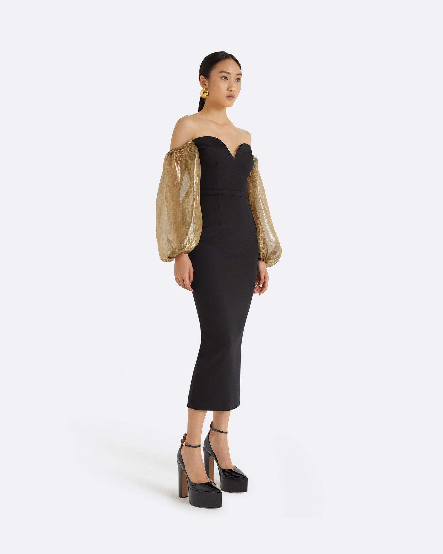 Aurelius Black & Gold Midi Dress