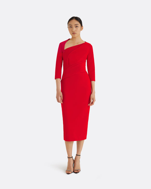 Duan Cherry Red Midi Dress