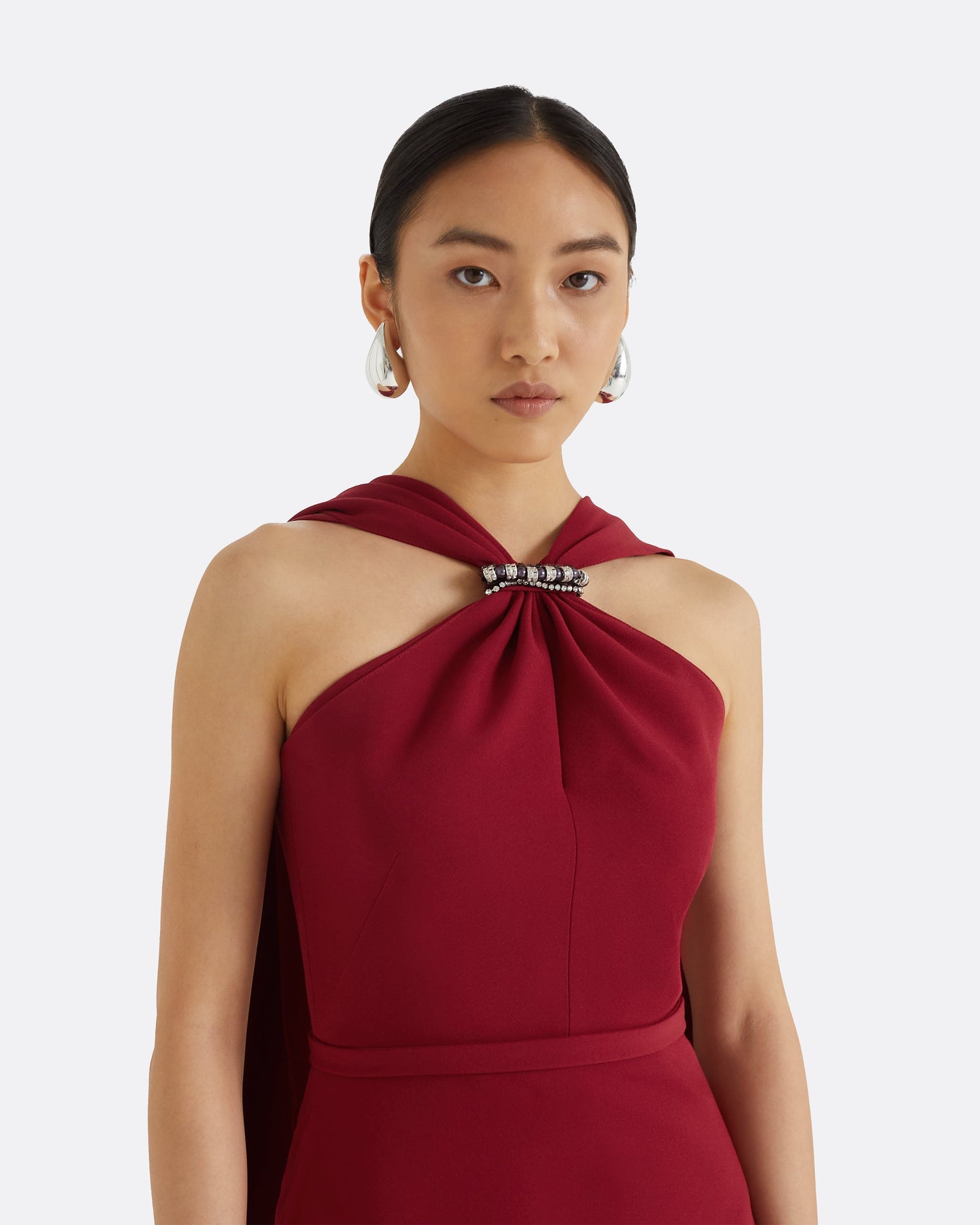 Lilien Rhubarb Long Dress With Embroidery