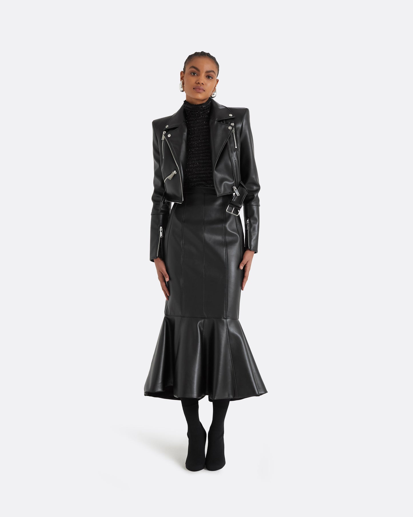 Henner Black Vegan Leather Skirt