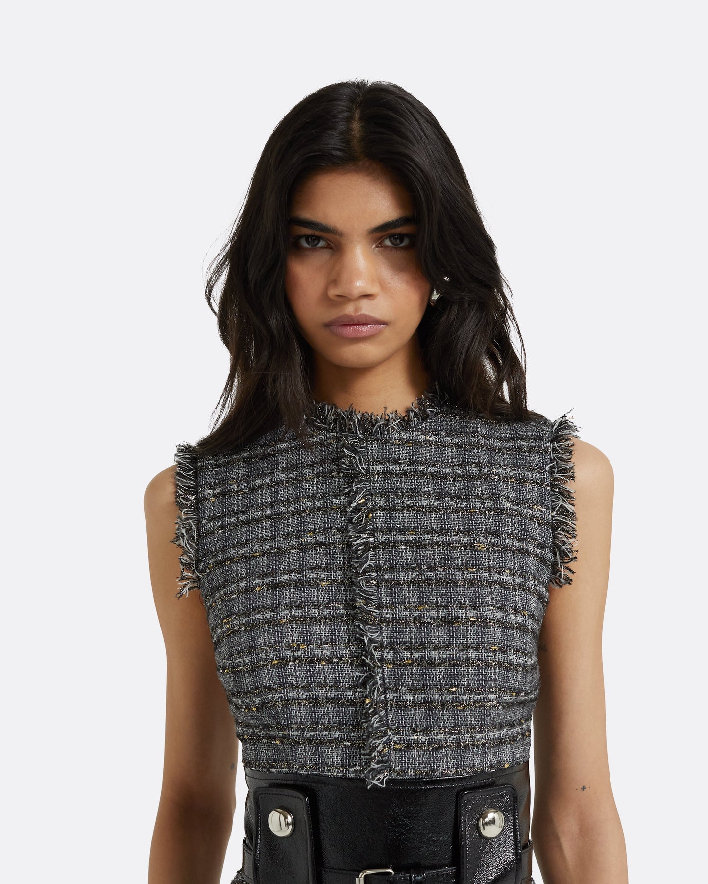 Maeva Metalllic Greyscale Midi Dress