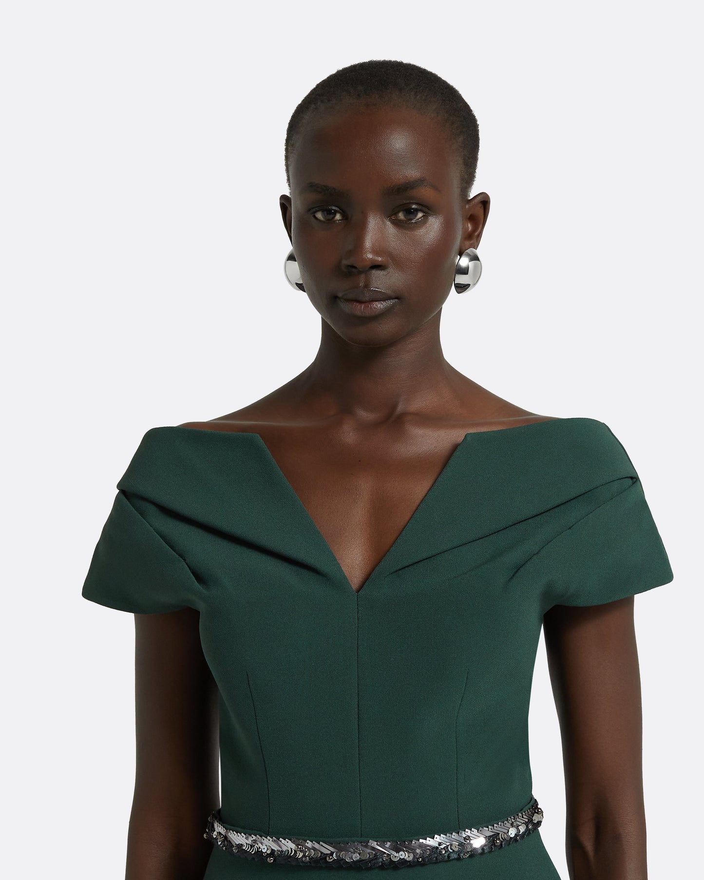 Aliye Darkest Spruce Top With Embroidered Belt