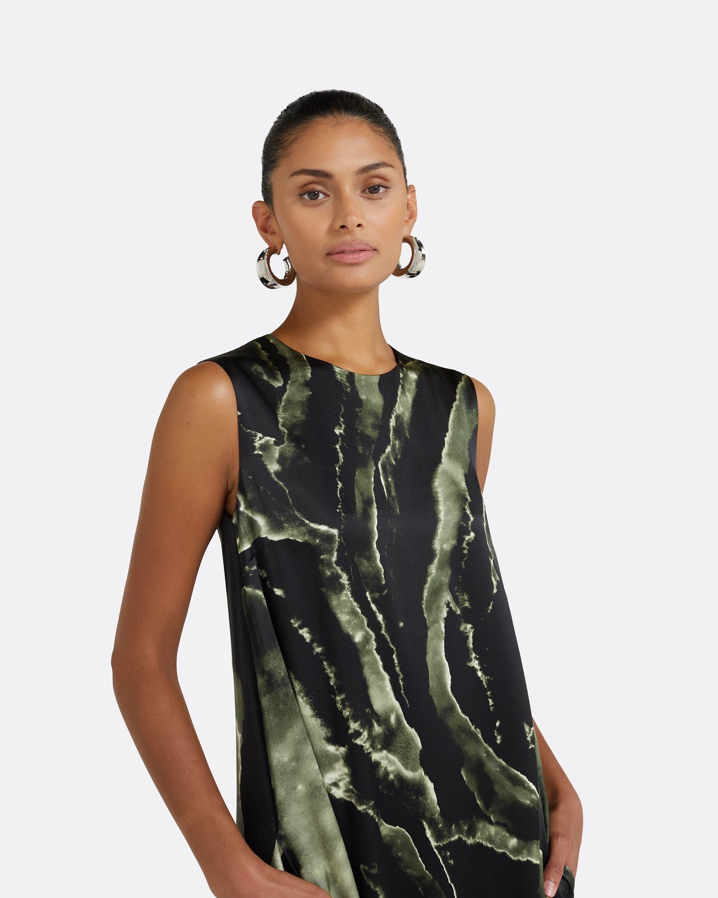 Carrara Black Marble Print Long Dress