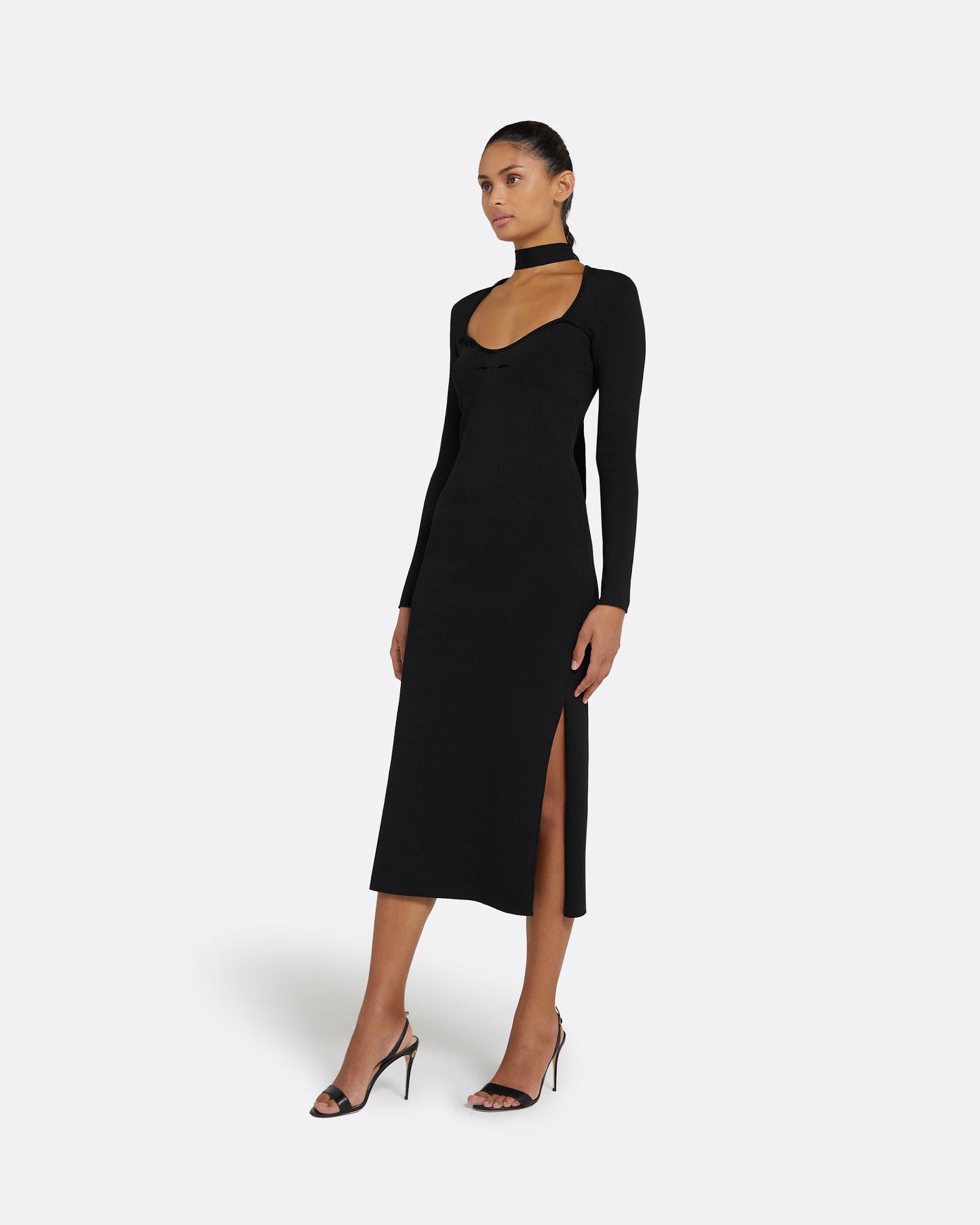 Paricia Black Knit Midi Dress