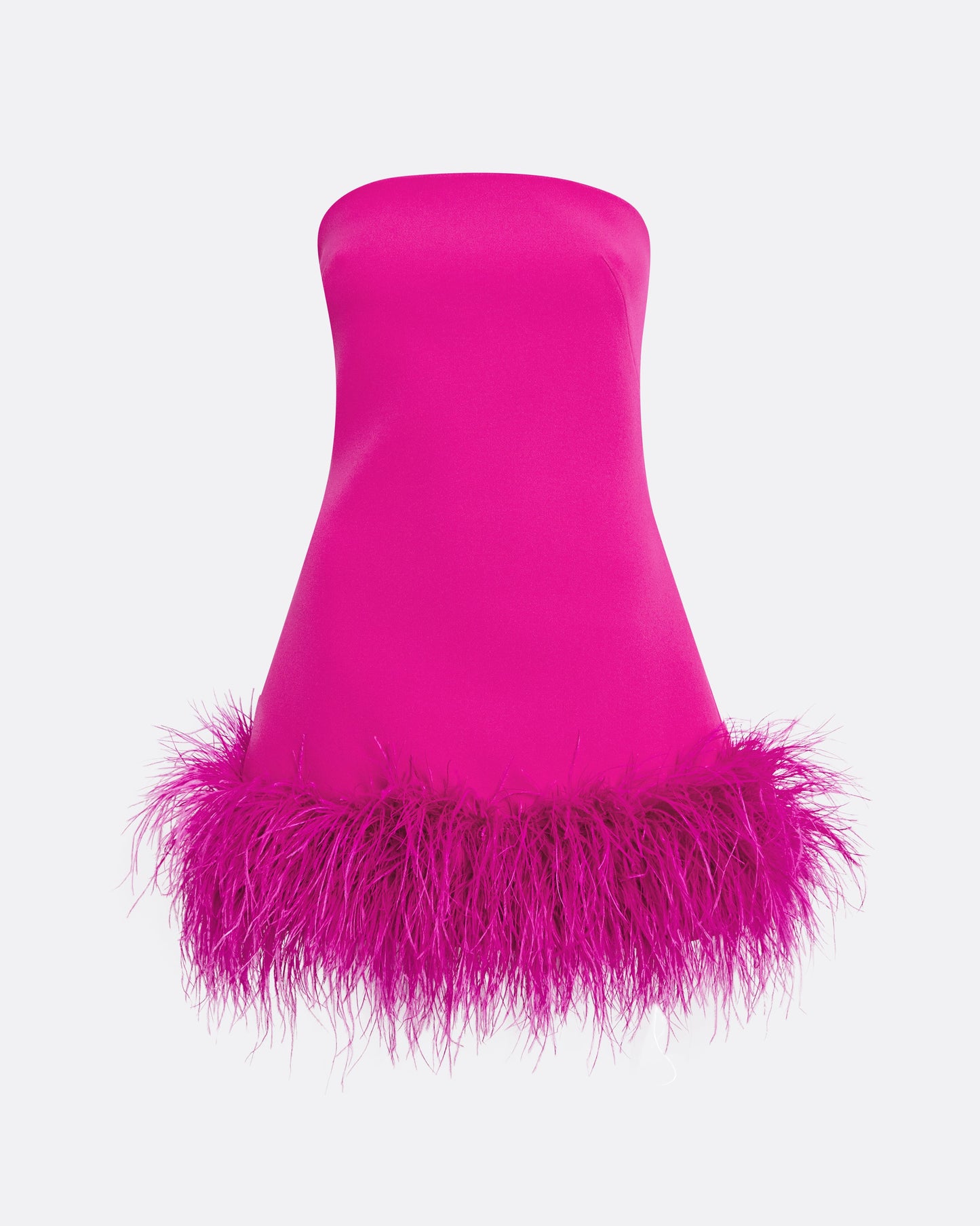 Rowan Wild Strawberry Feather-Trimmed Short Dress