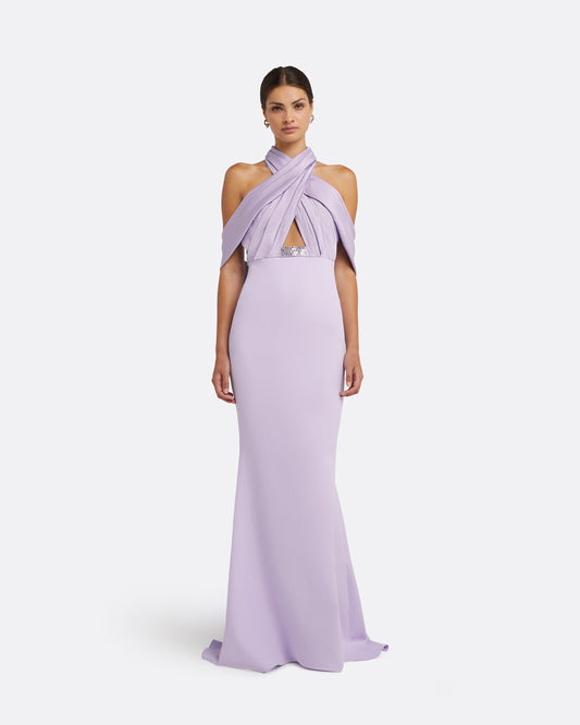 Louella Verbena Embroidered Long Dress