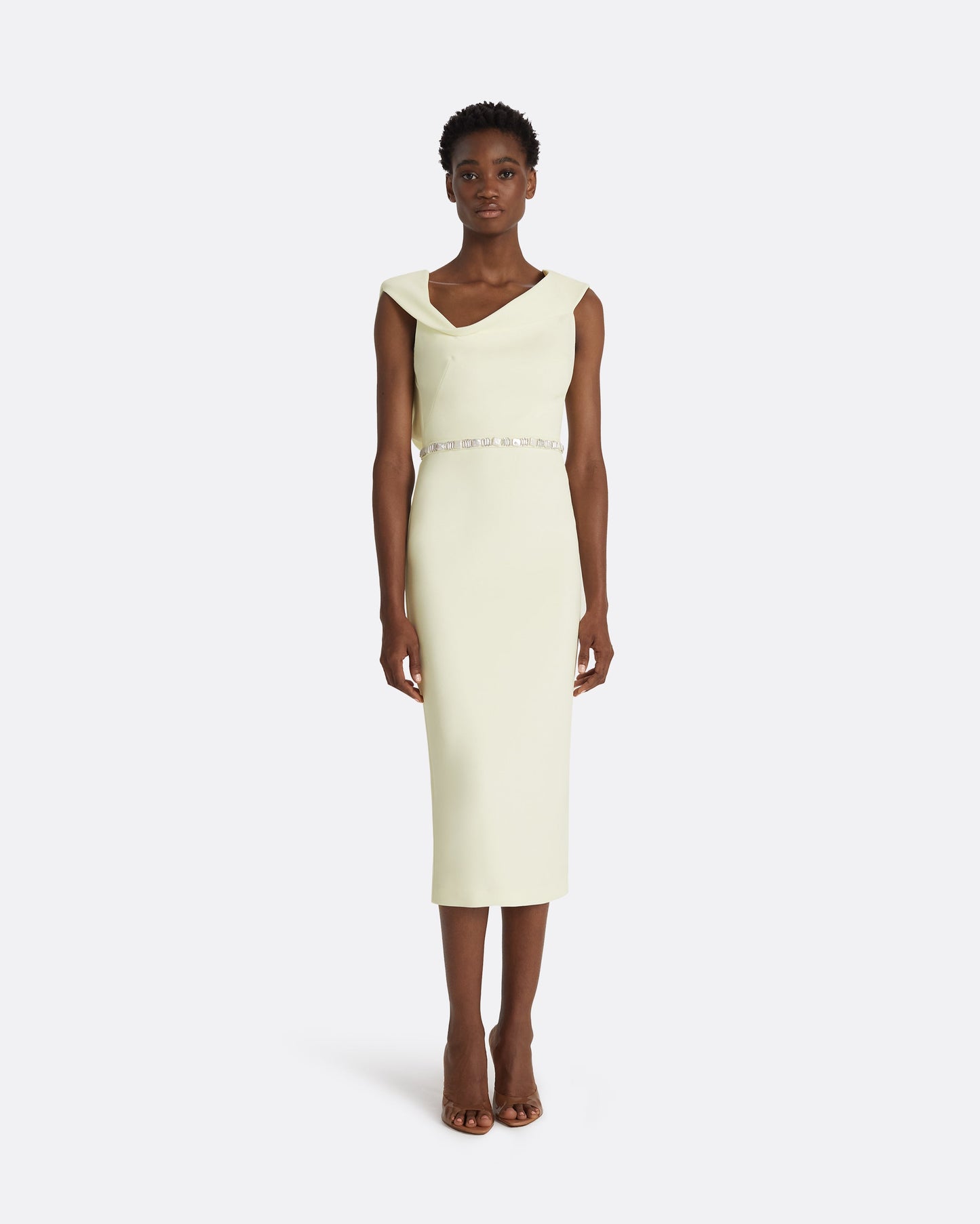 Koral Sorbet Midi Dress With Embroidered Belt