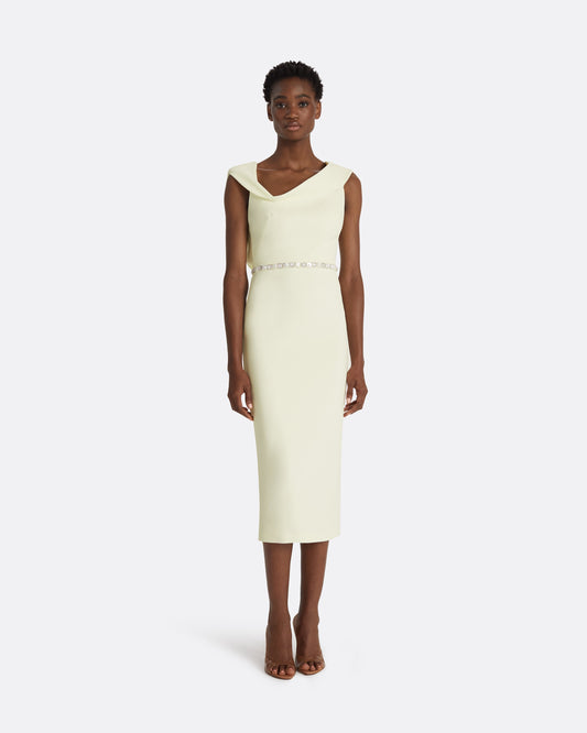 Koral Sorbet Midi Dress With Embroidered Belt