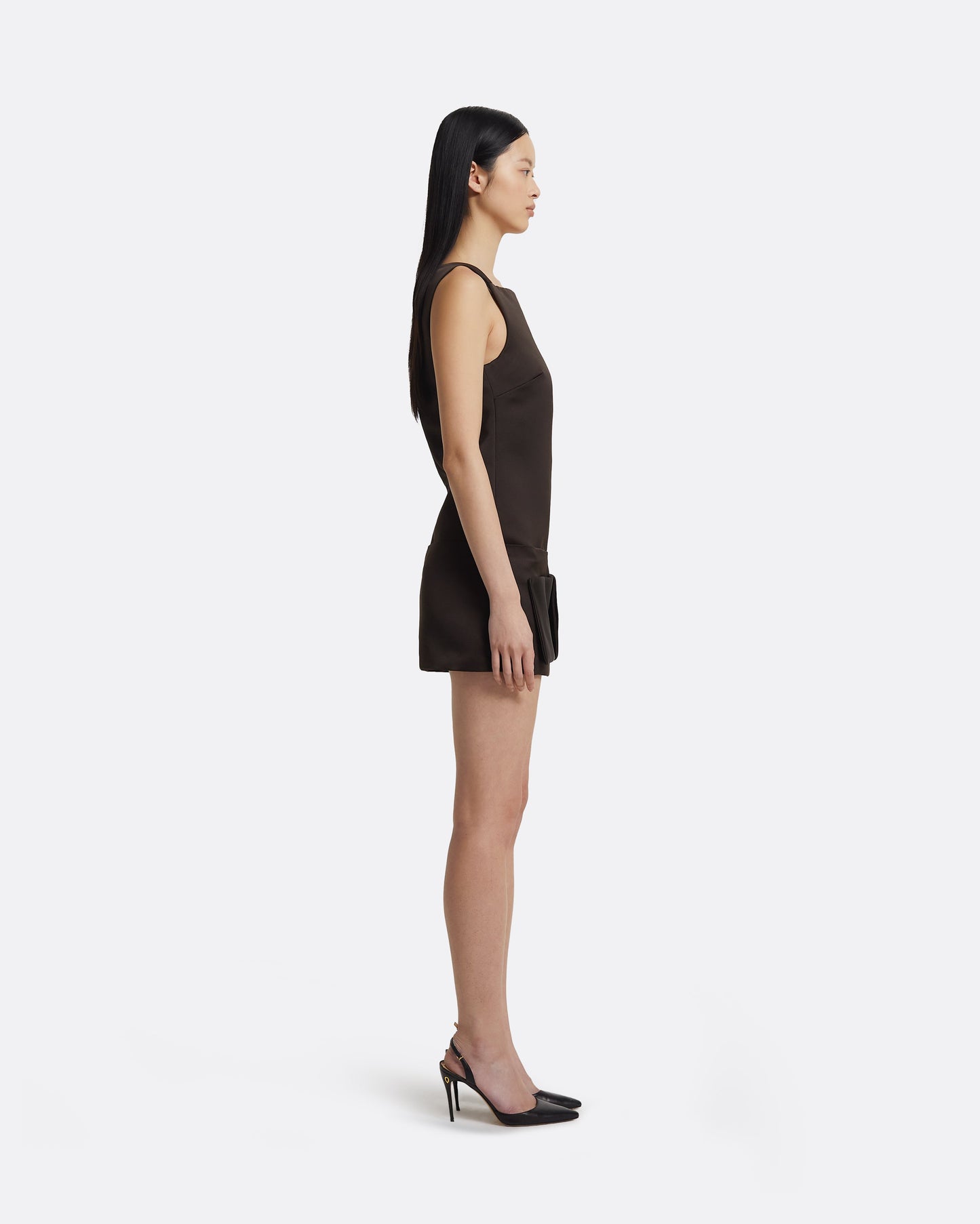 Kimora Short Dress in Peat Brown