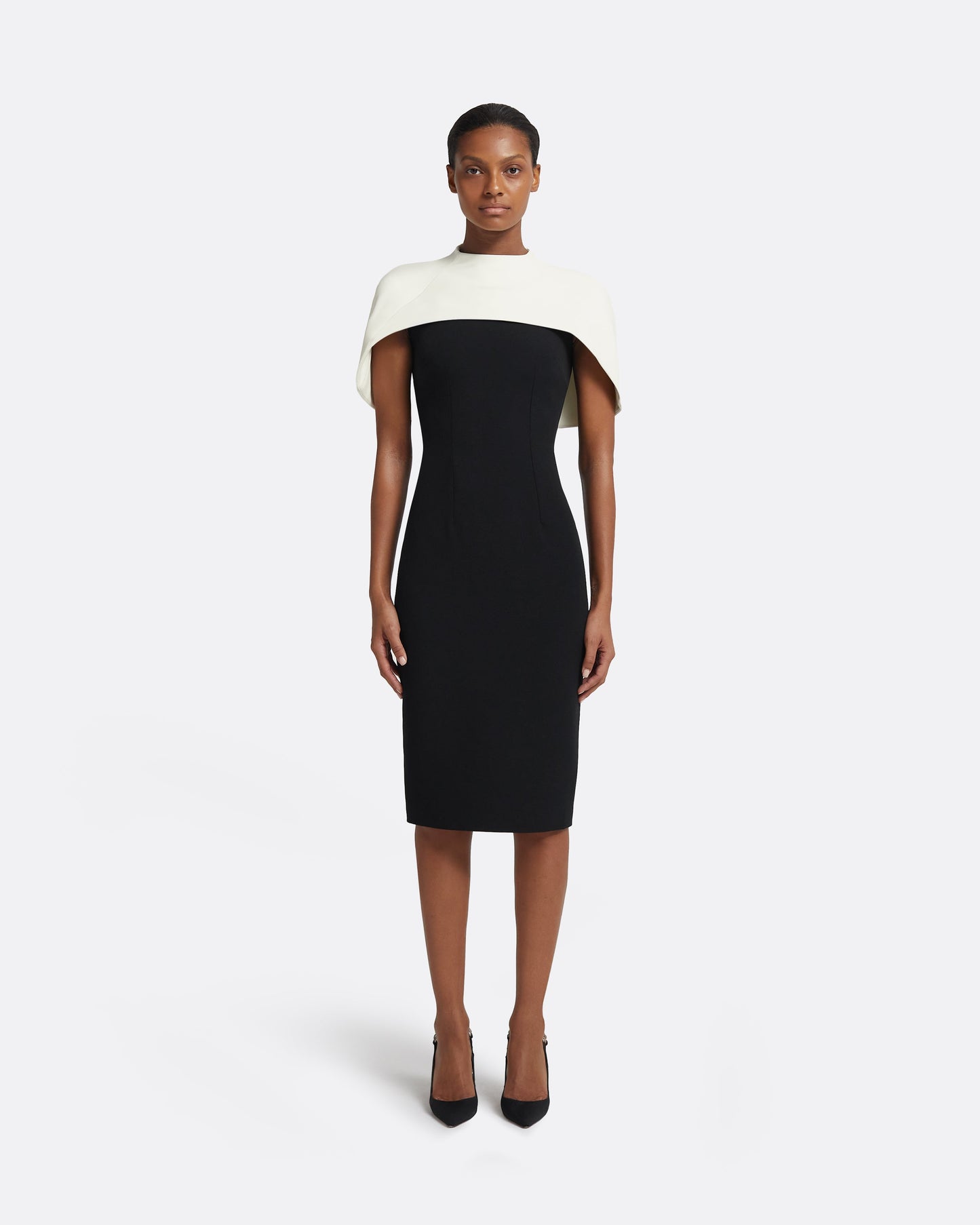 Kalika Ivory & Black Midi Dress