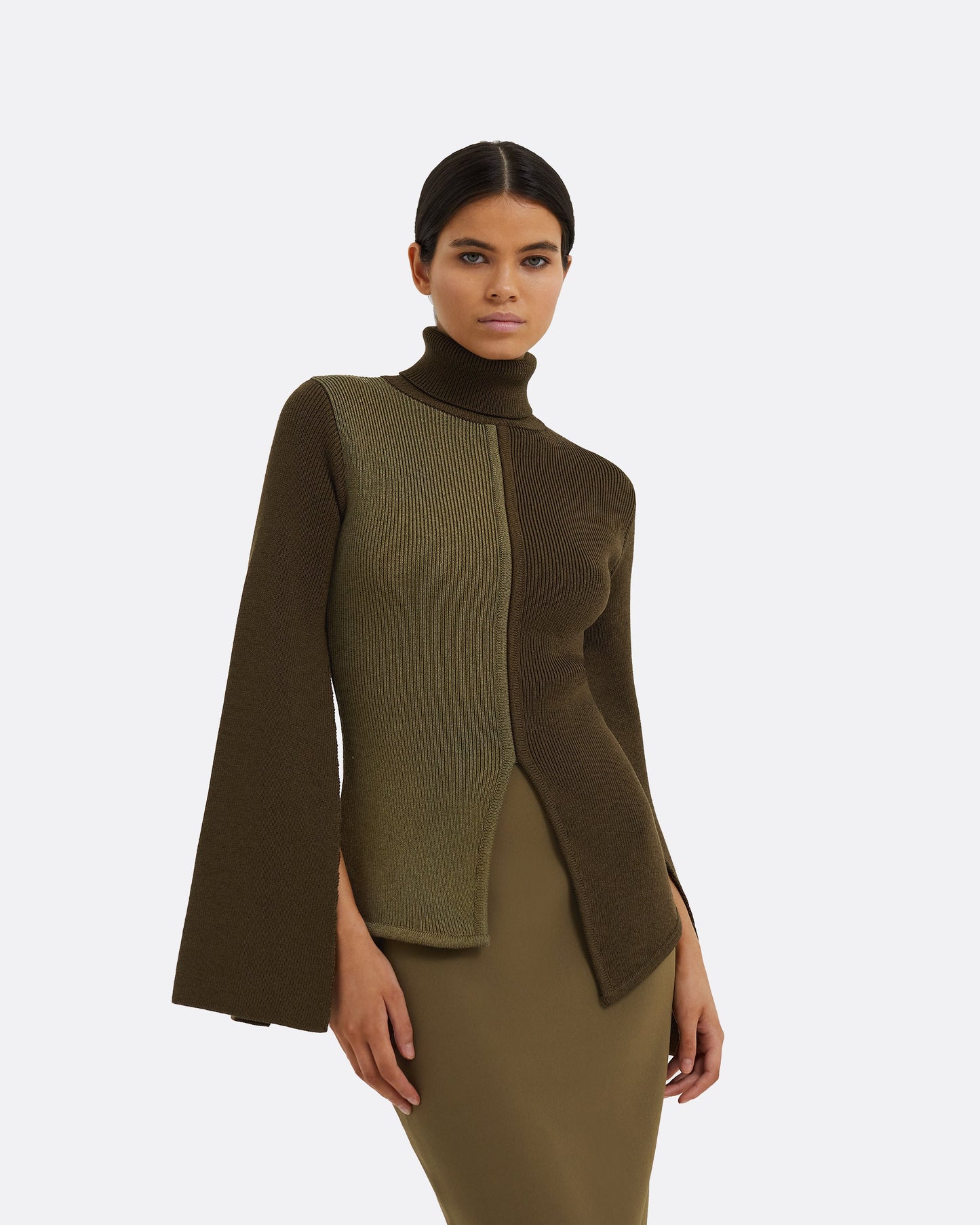 Gigi Light Khaki & Dark Khaki Knit