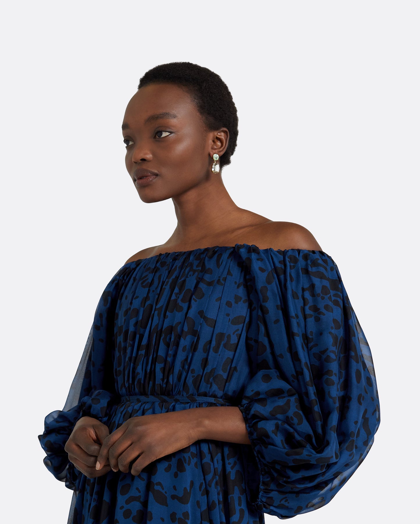 Ely Navy & Black Long Dress