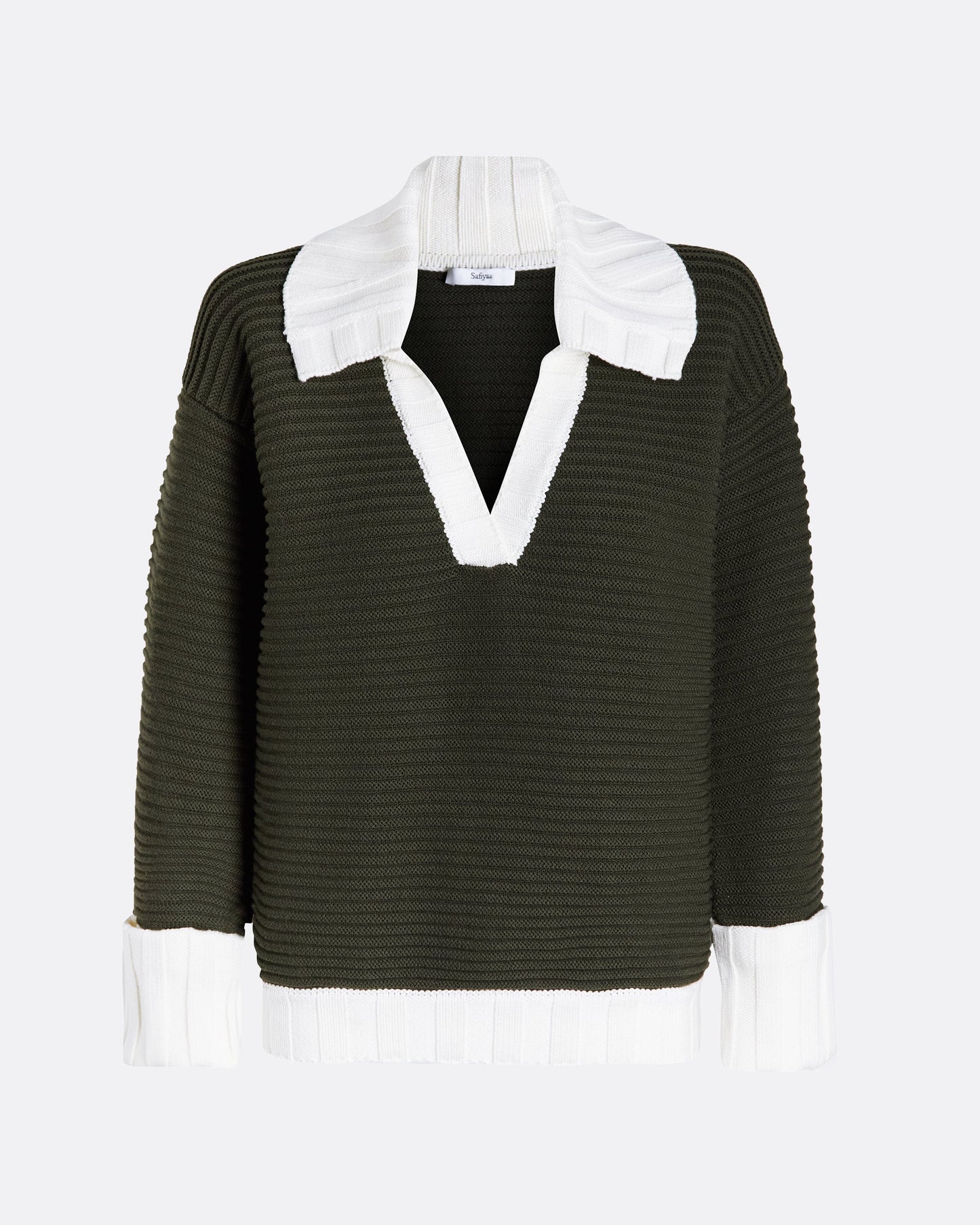 Kratos Slate Green & Ivory Knit Top