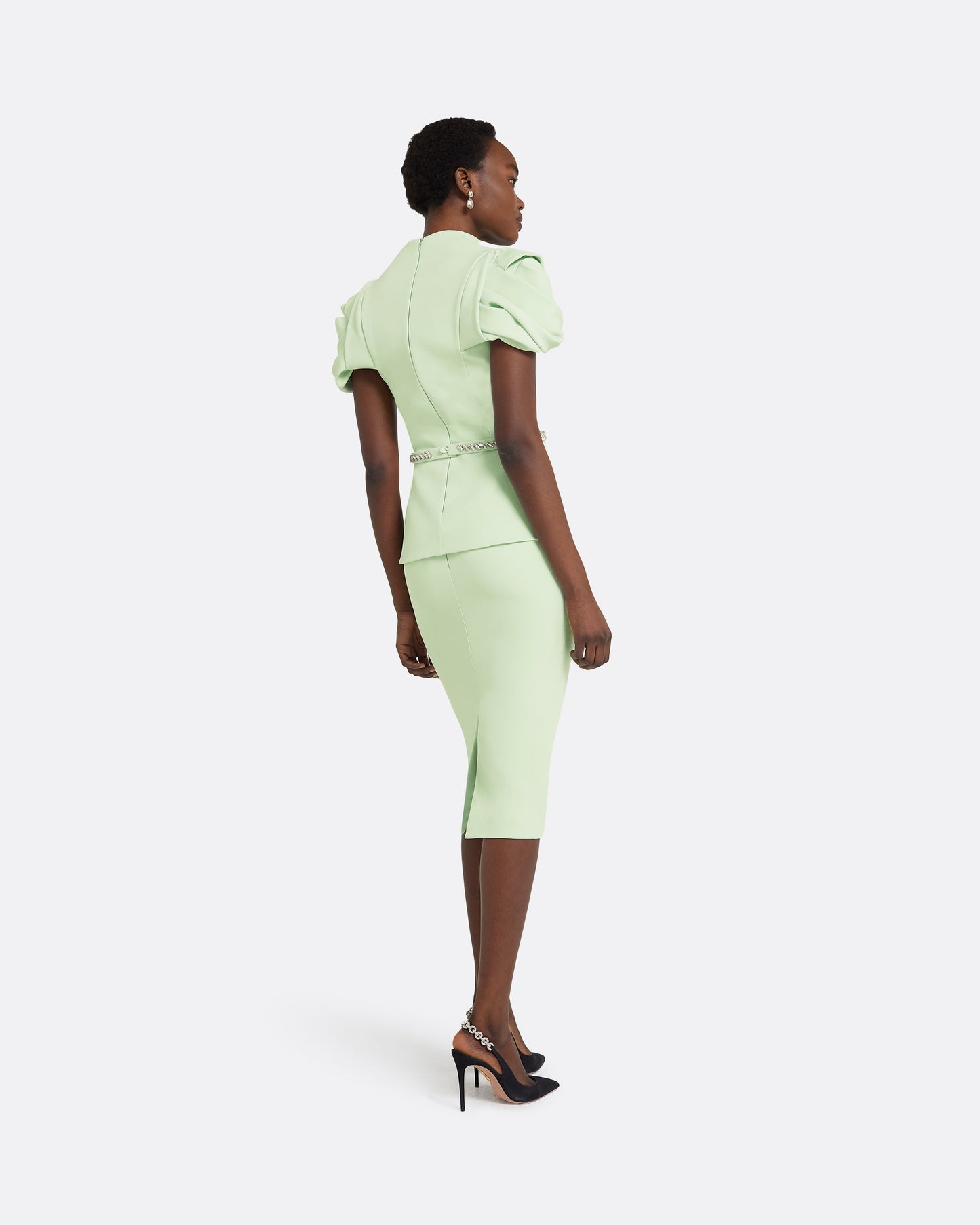 Ffion Aloe Top With Embroidered Belt