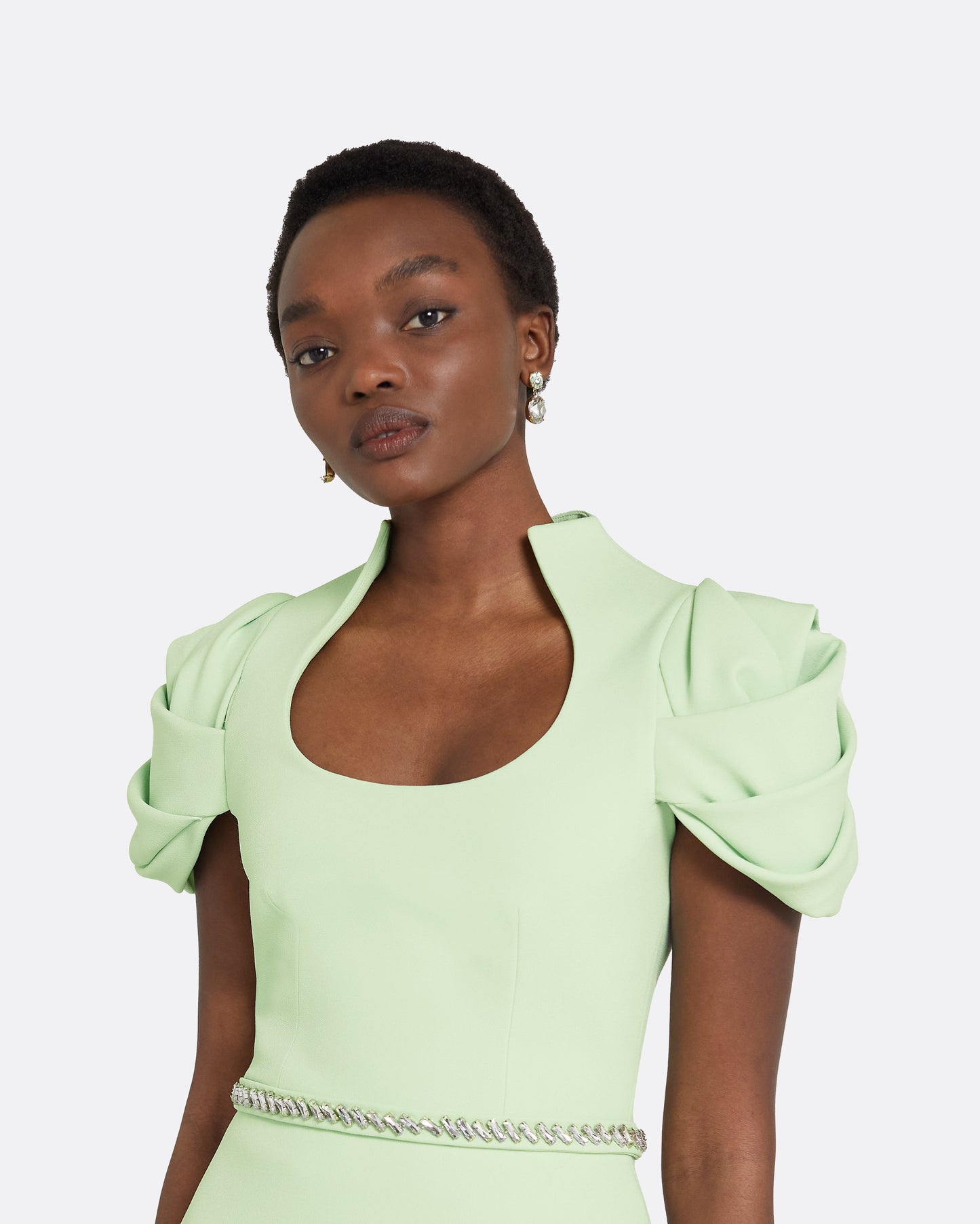 Ffion Aloe Top With Embroidered Belt