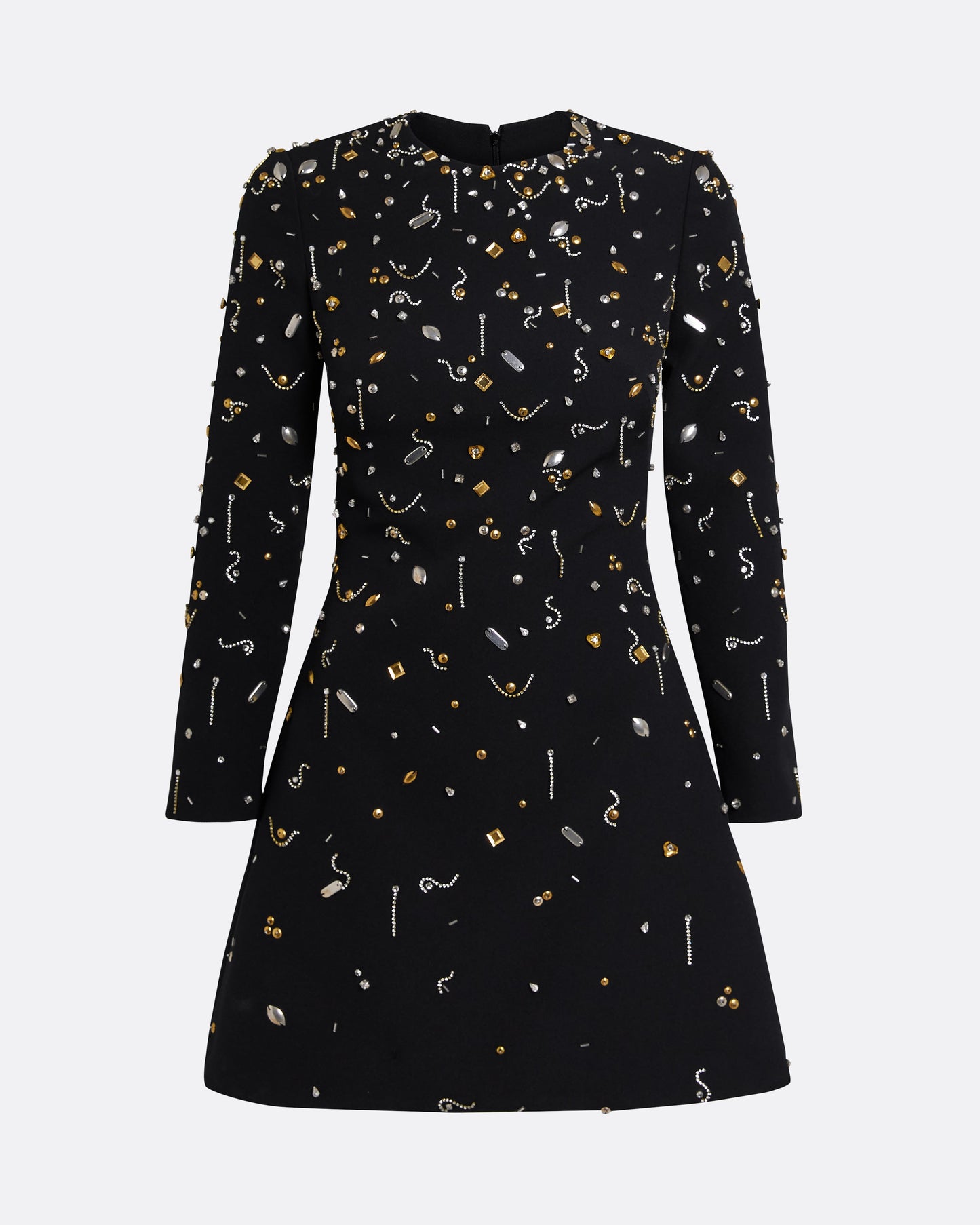 Rena Black & Celestial Scatter Embroidery Short Dress