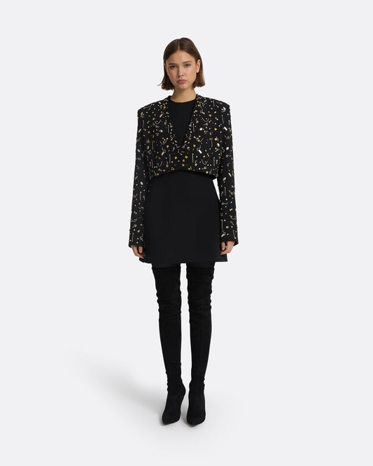 Crainelle Black & Celestial Scatter Embroidery Jacket